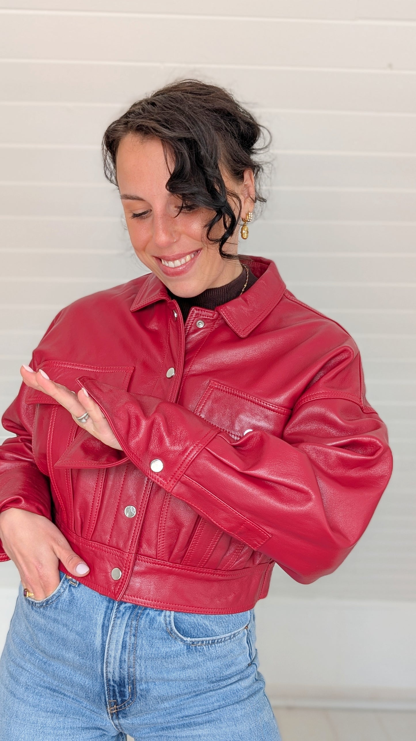 Veste cropped cuir T38-40
