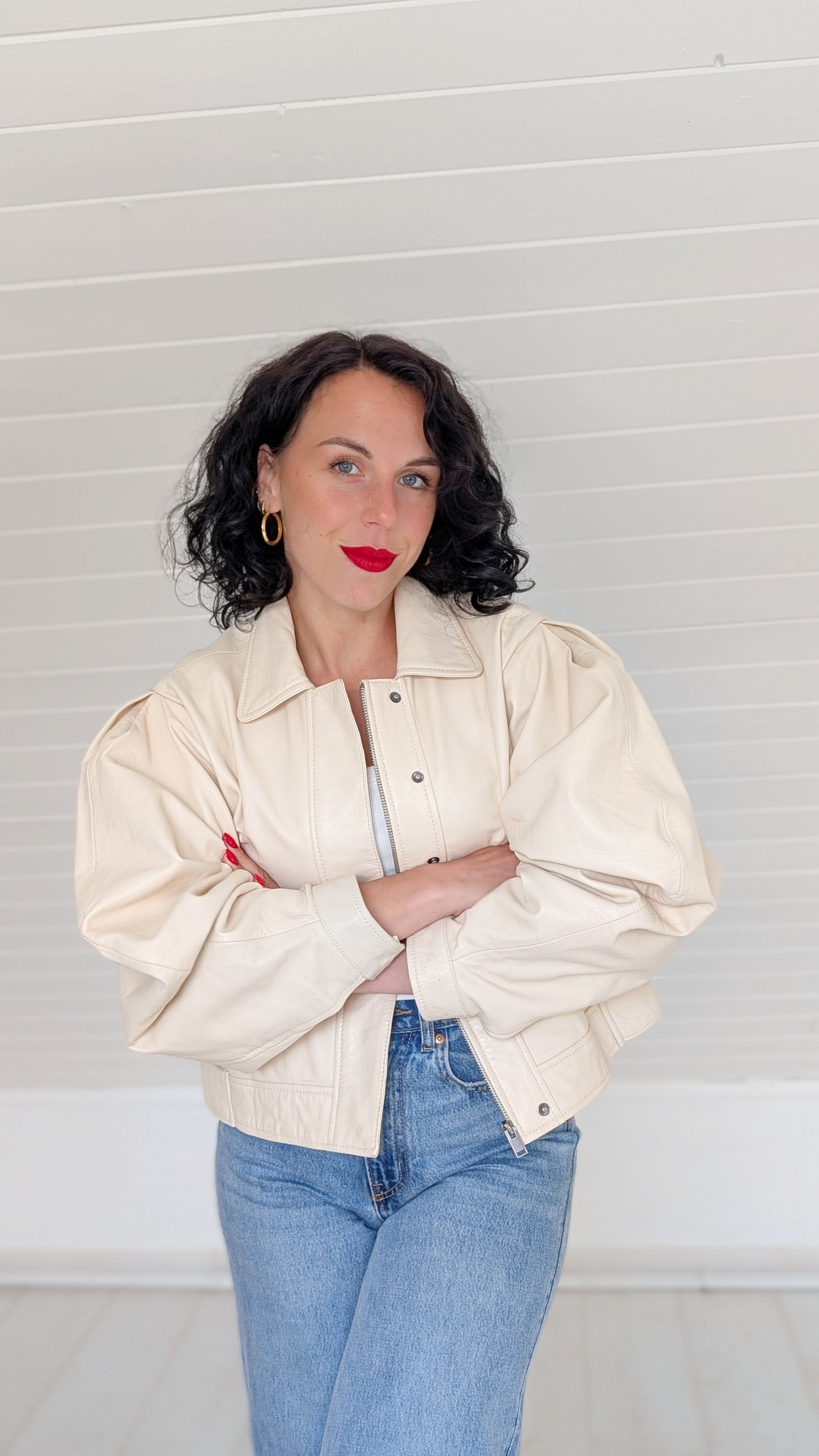 Veste perfecto cuir véritable T38