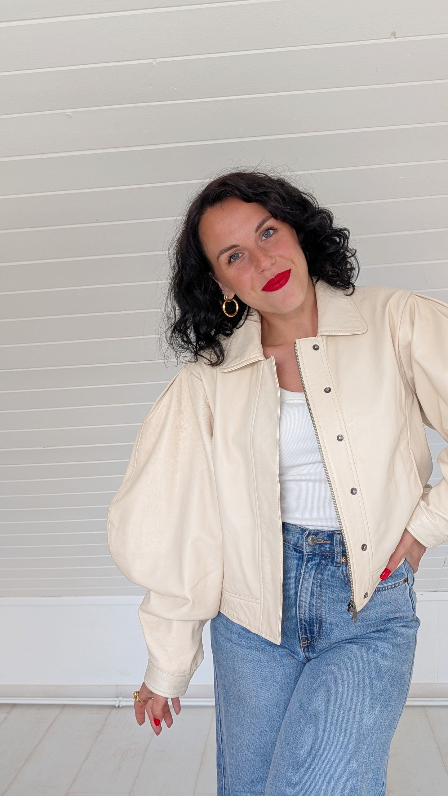 Veste perfecto cuir véritable T38