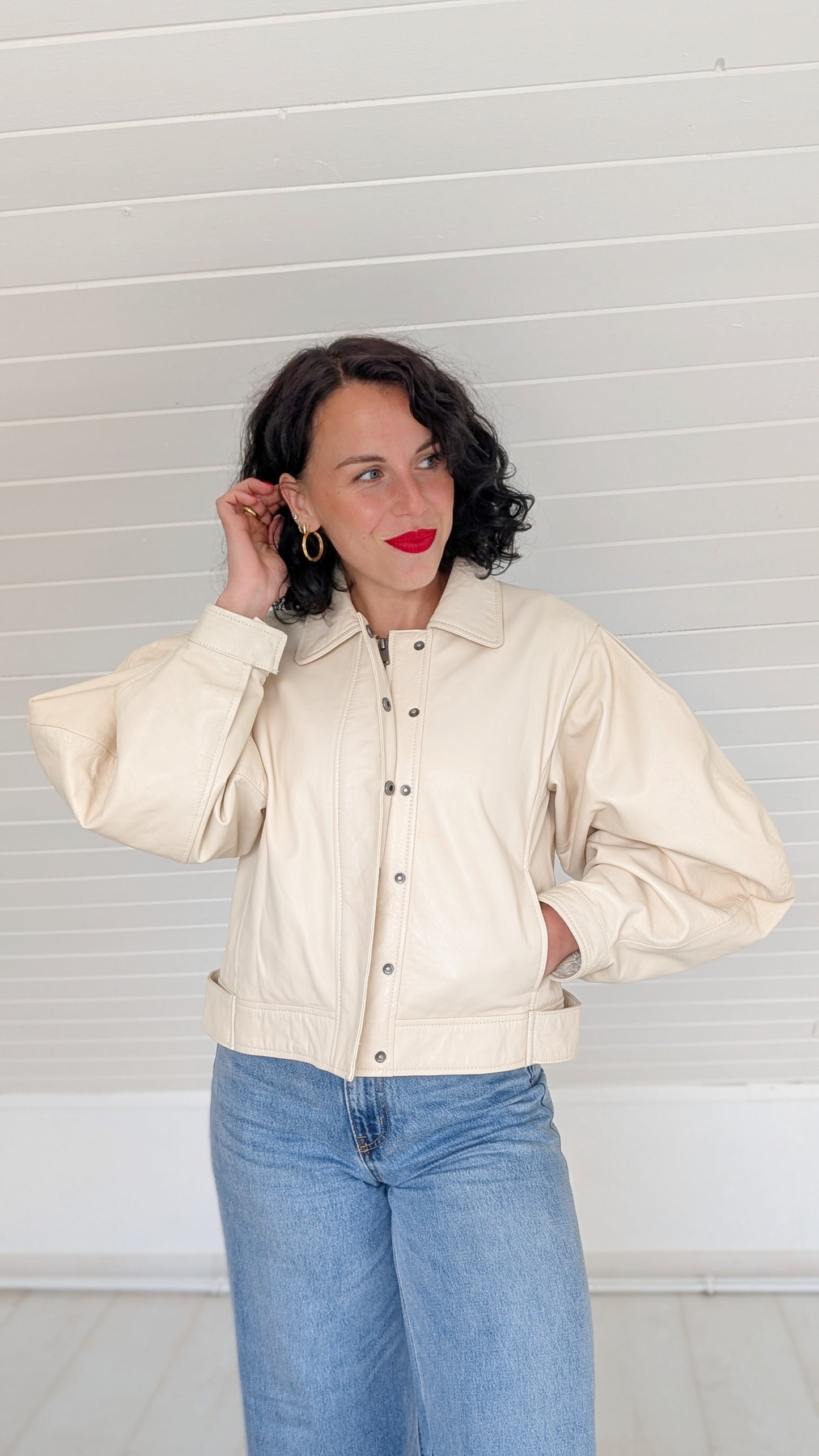 Veste perfecto cuir véritable T38