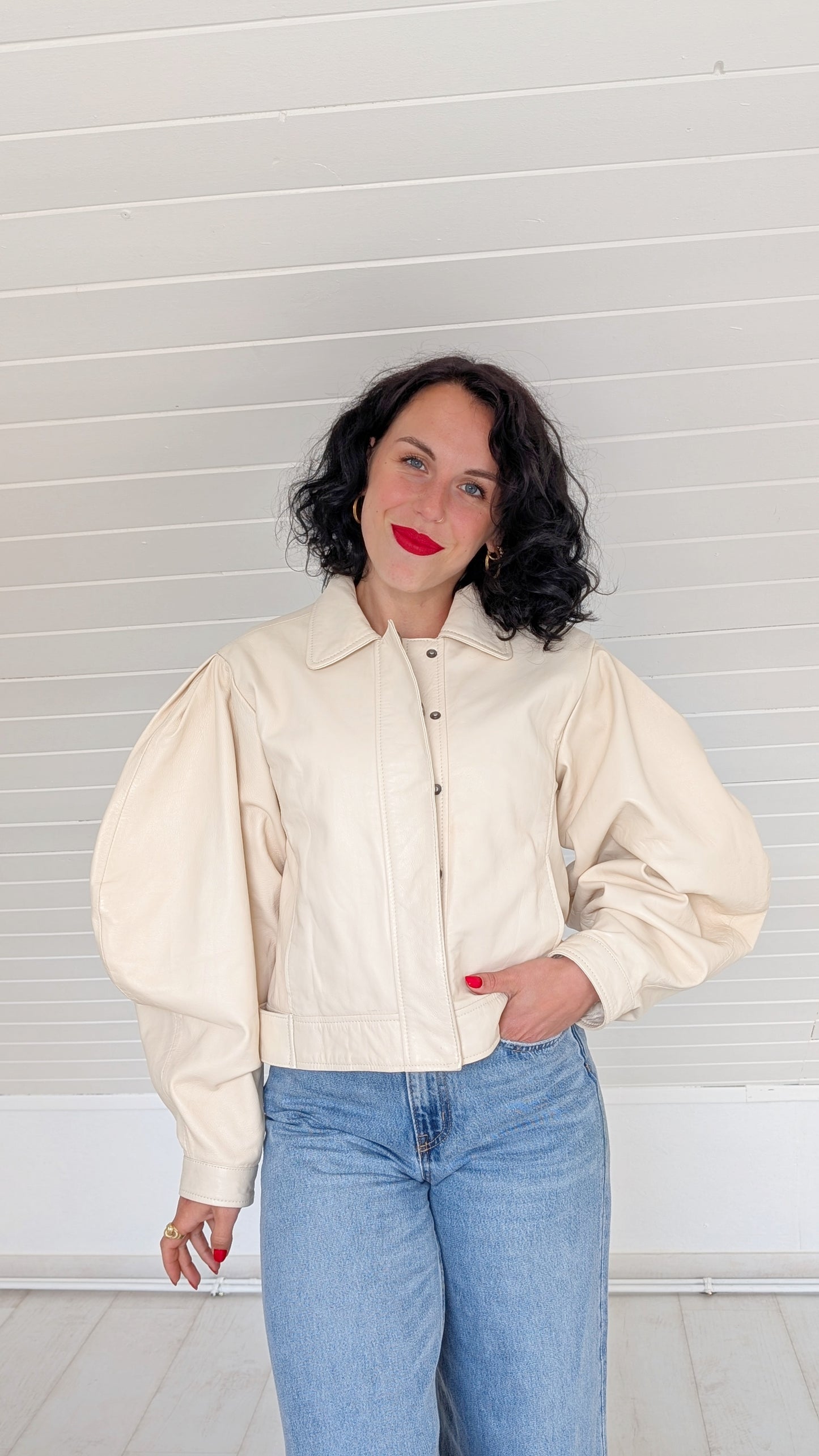 Veste perfecto cuir véritable T38