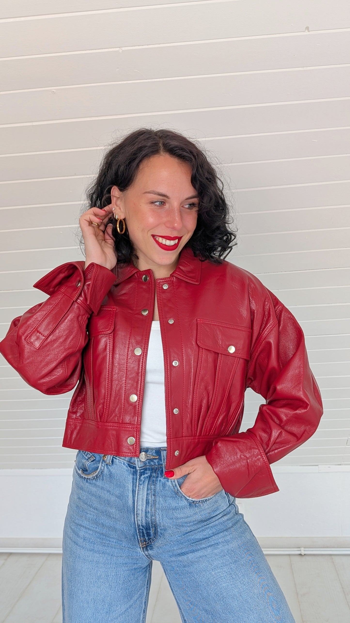 Veste/bombers cuir véritable T36-38