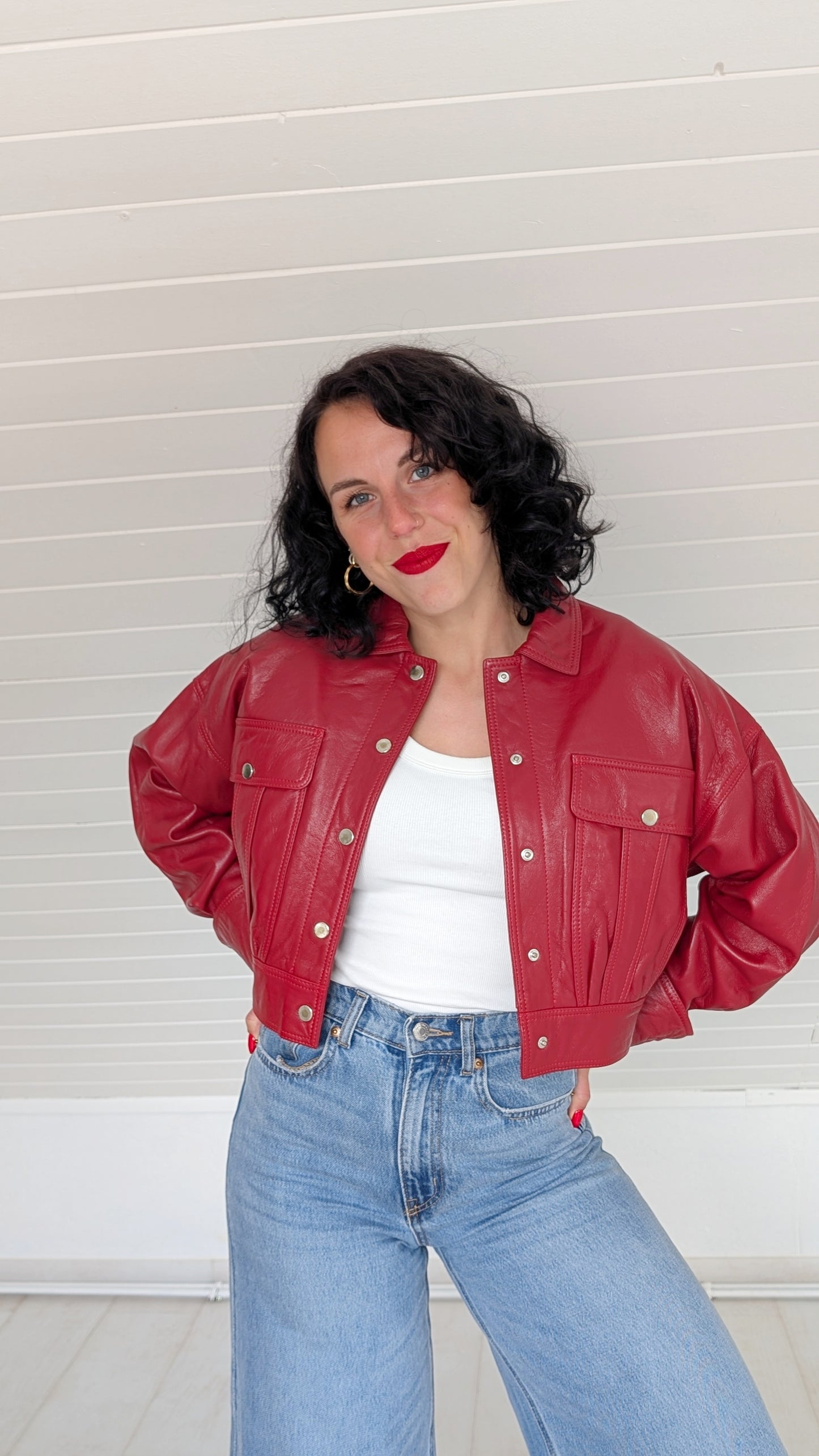 Veste/bombers cuir véritable T36-38