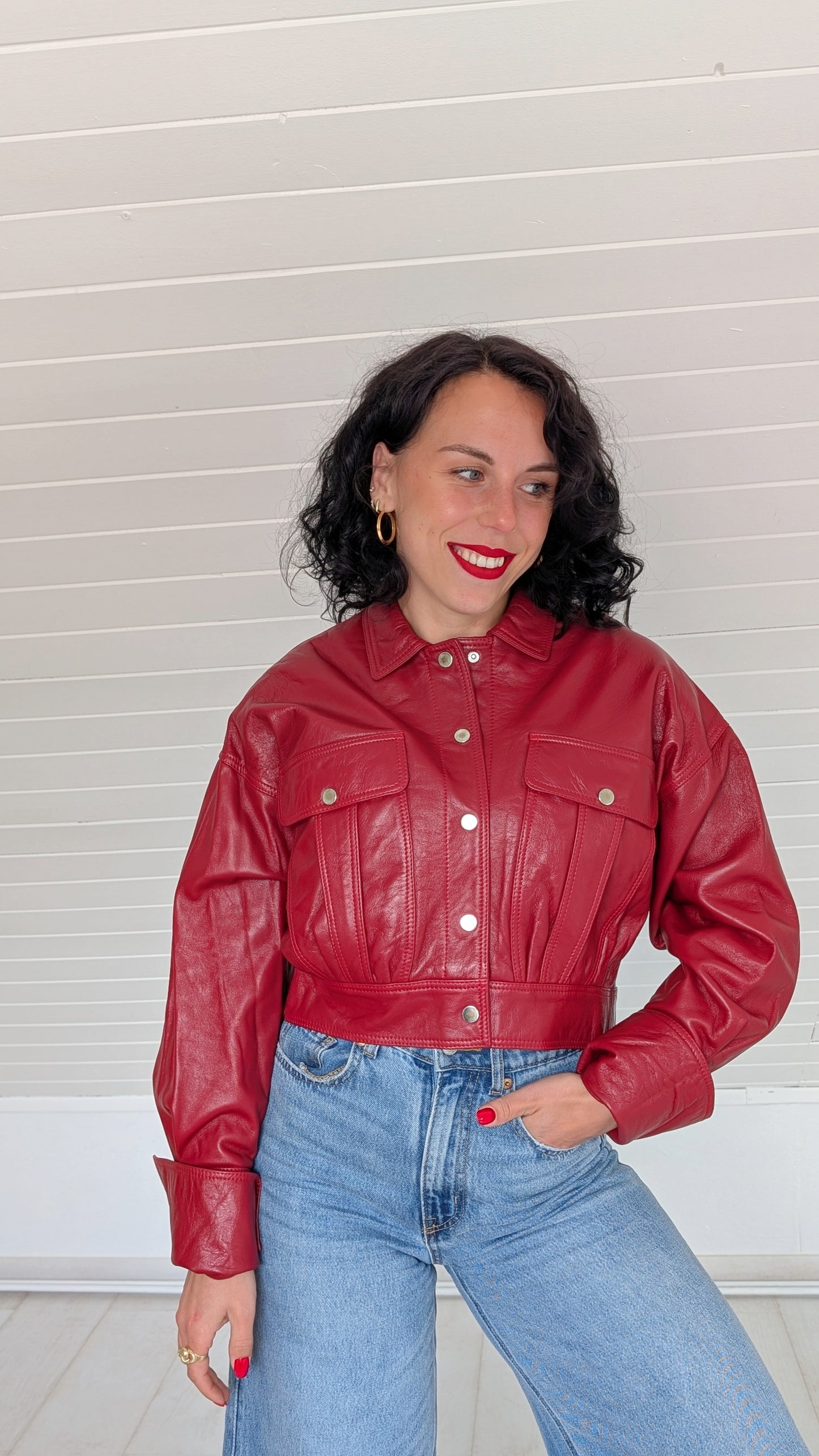 Veste/bombers cuir véritable T36-38