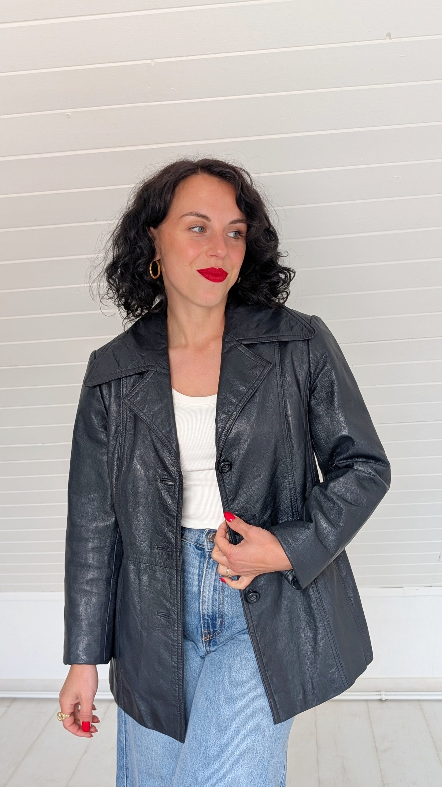 Veste cuir 70s T36-38
