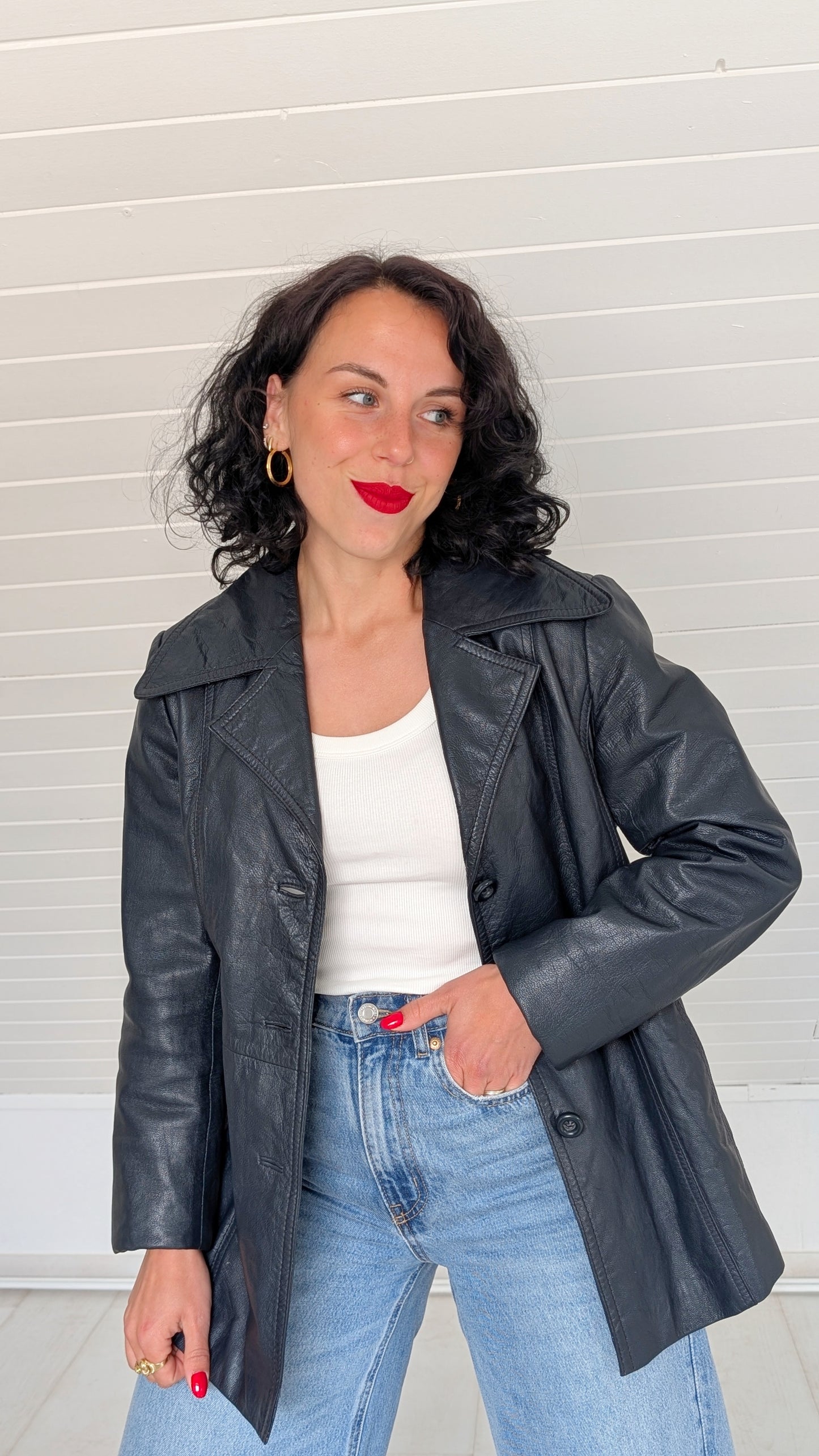 Veste cuir 70s T36-38