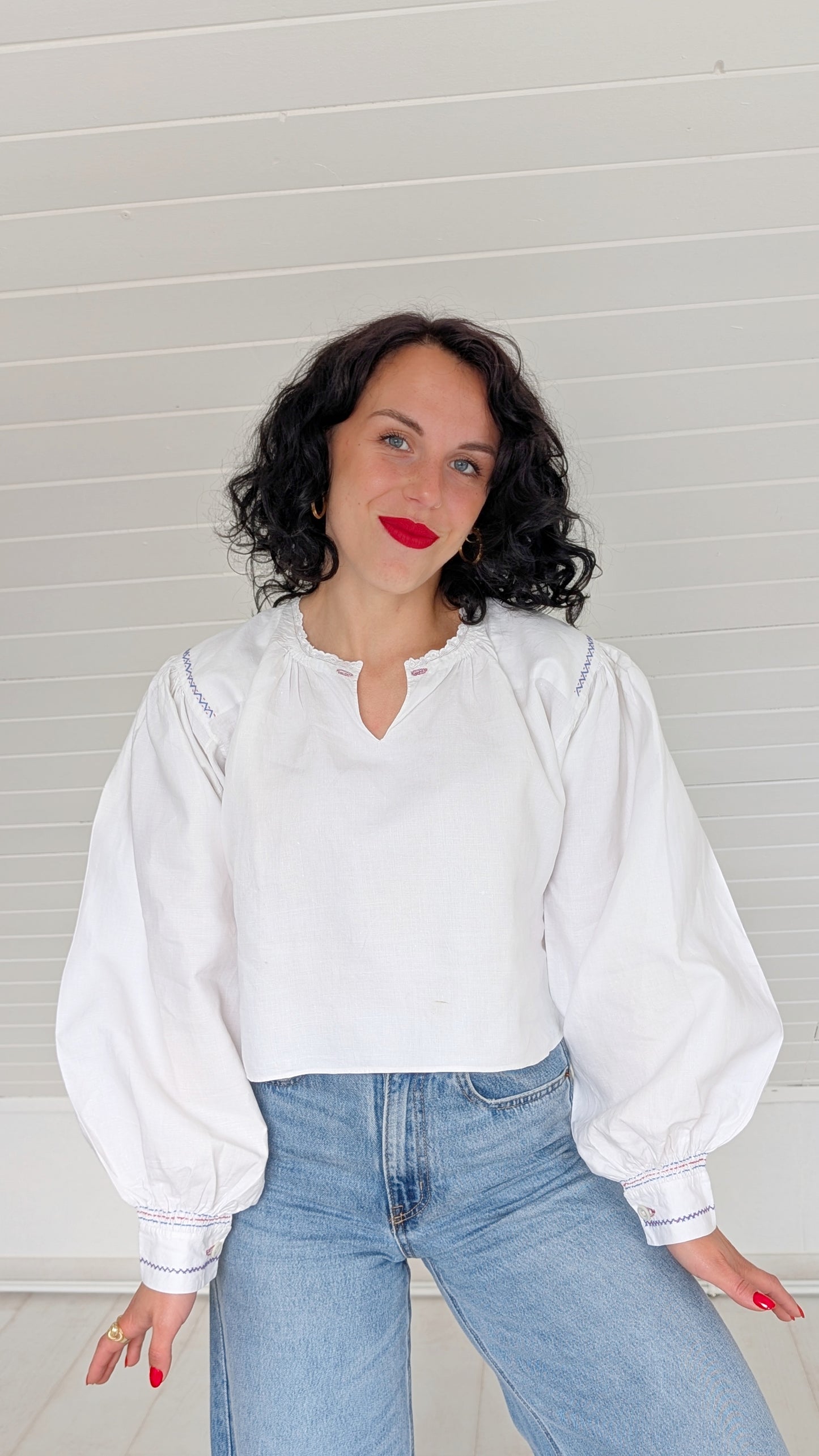 Blouse coton ancienne début 1900 T36-38