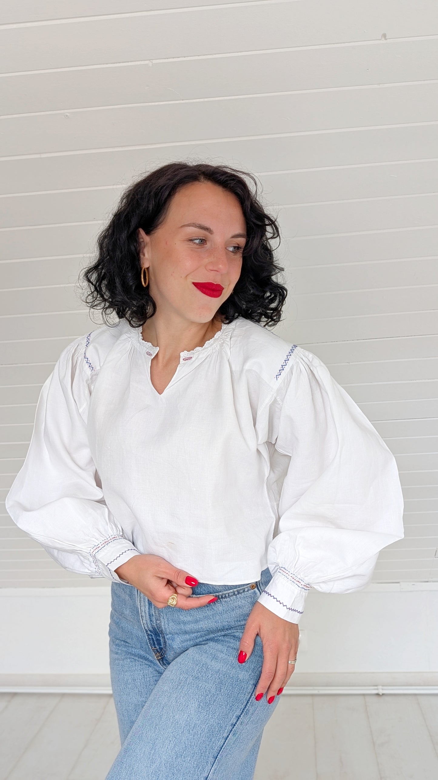 Blouse coton ancienne début 1900 T36-38