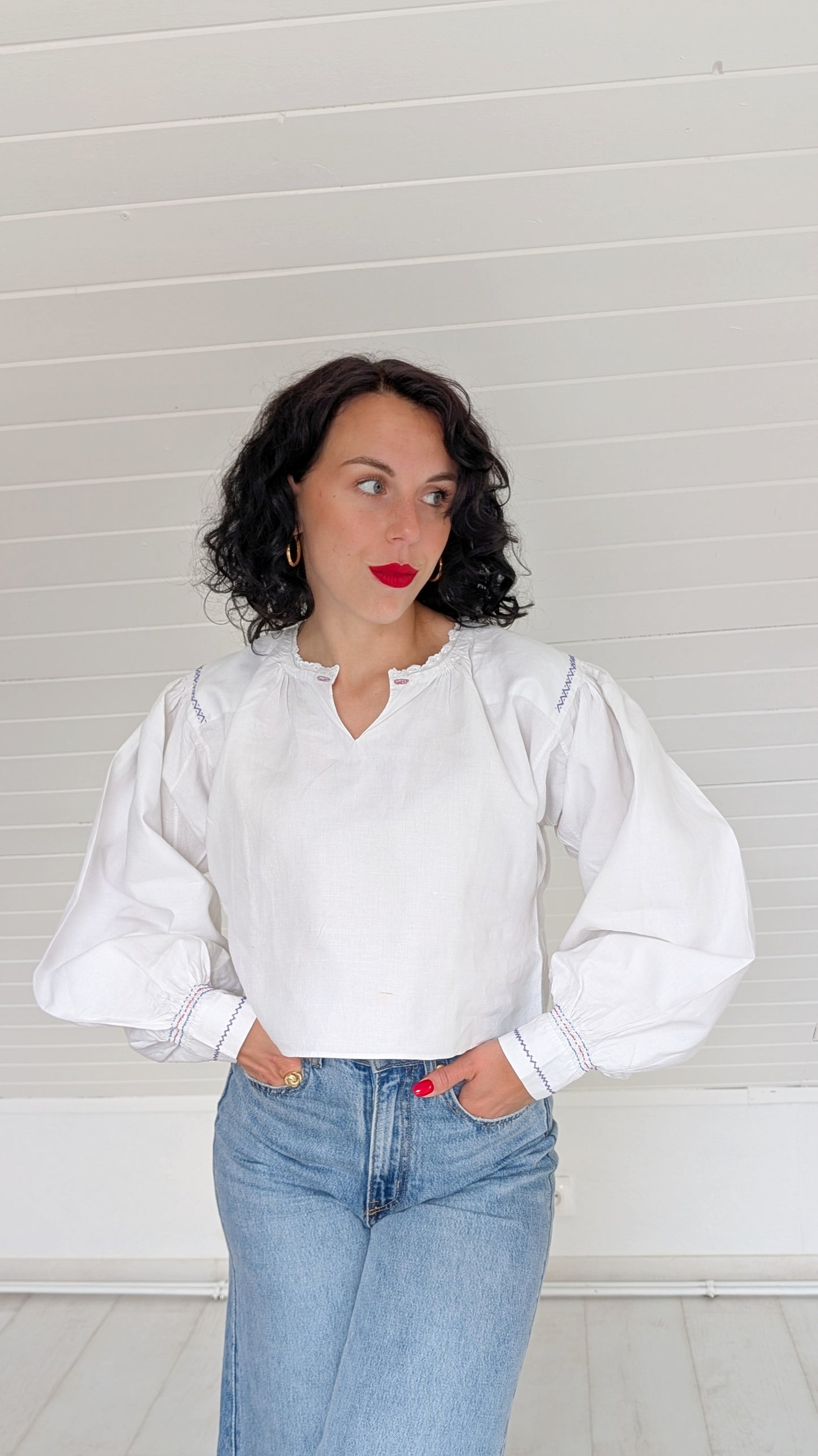 Blouse coton ancienne début 1900 T36-38