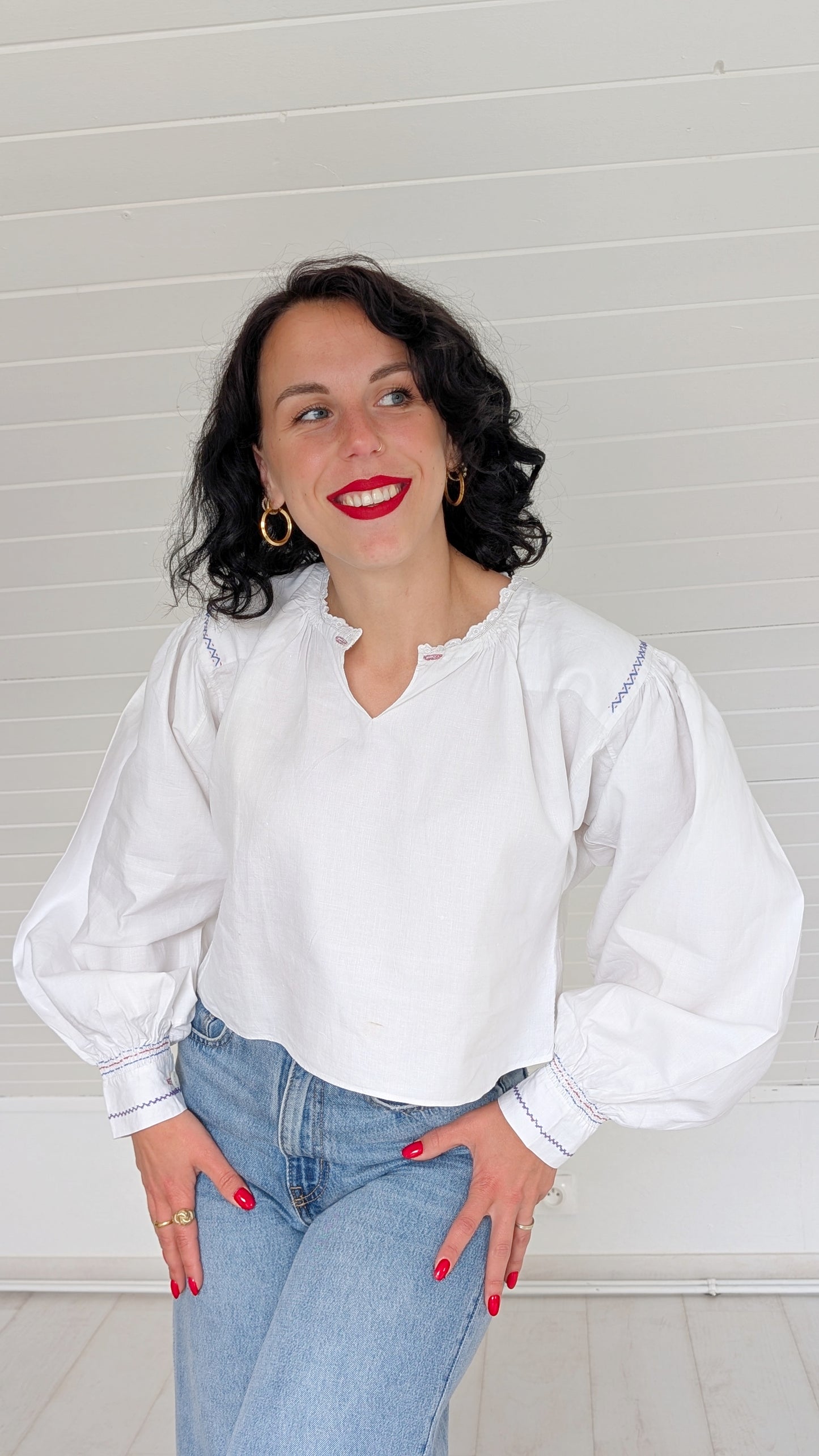 Blouse coton ancienne début 1900 T36-38