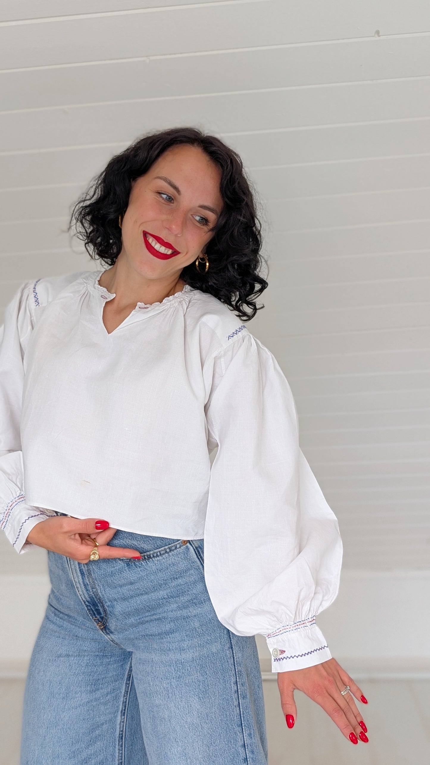 Blouse coton ancienne début 1900 T36-38