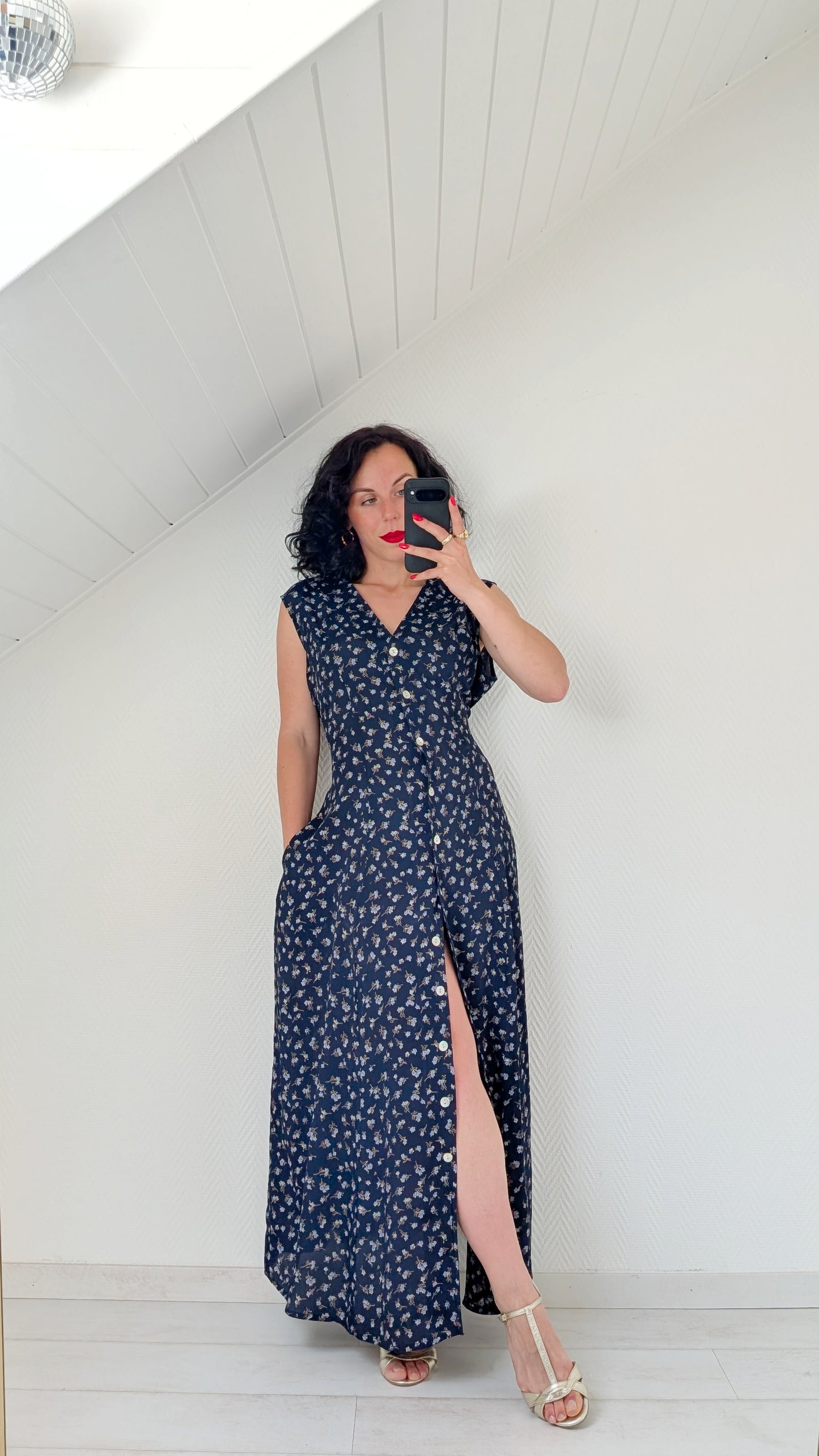 Robe maxi 90s viscose T42