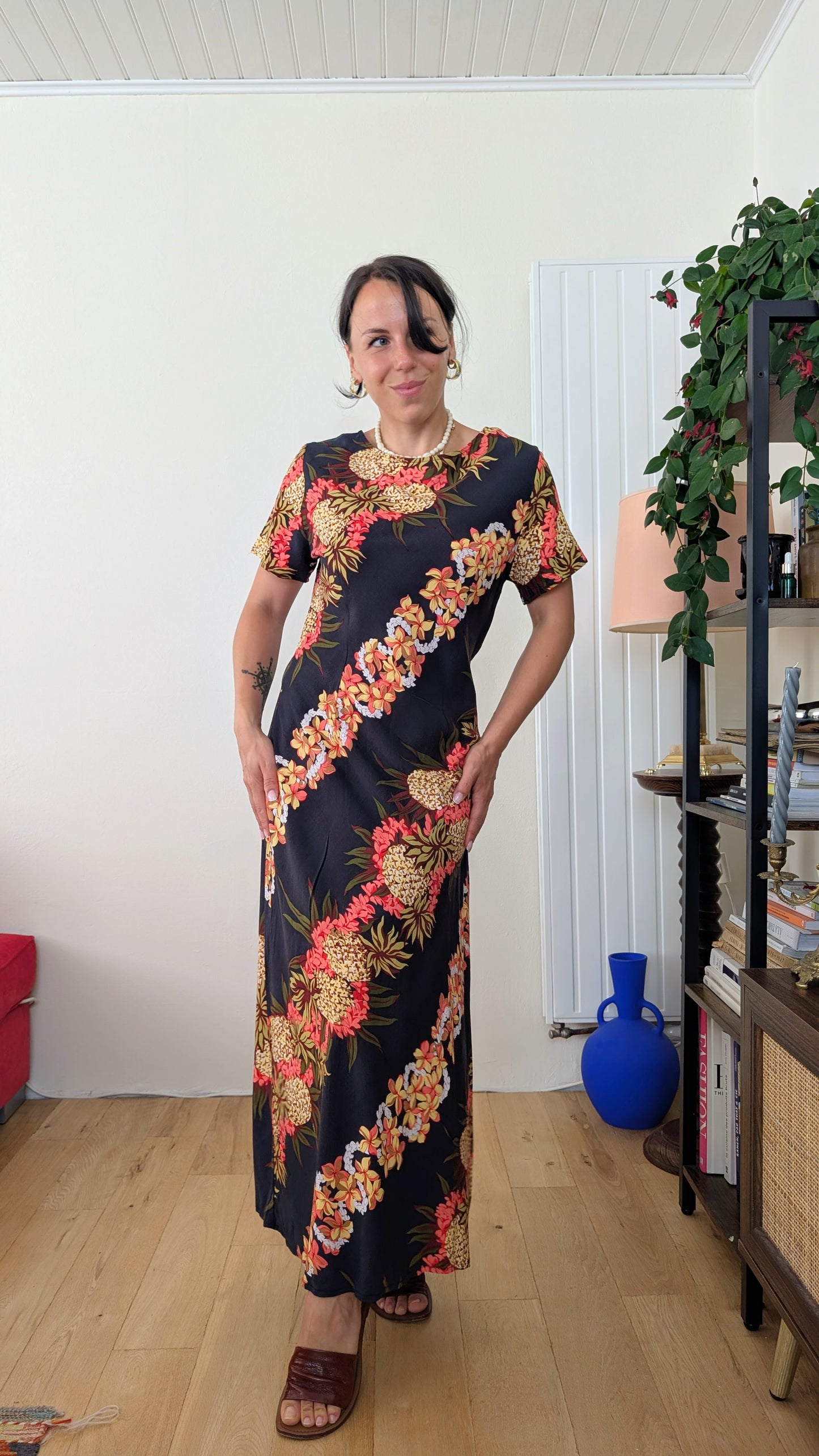 Robe hawaïenne viscose T38