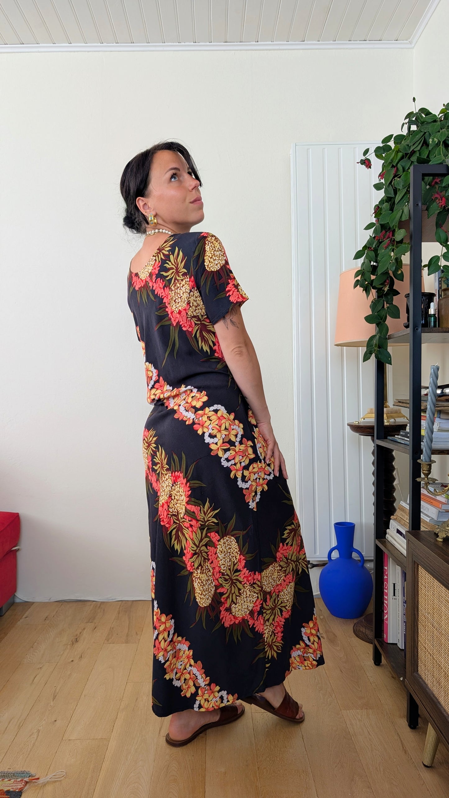 Robe hawaïenne viscose T38