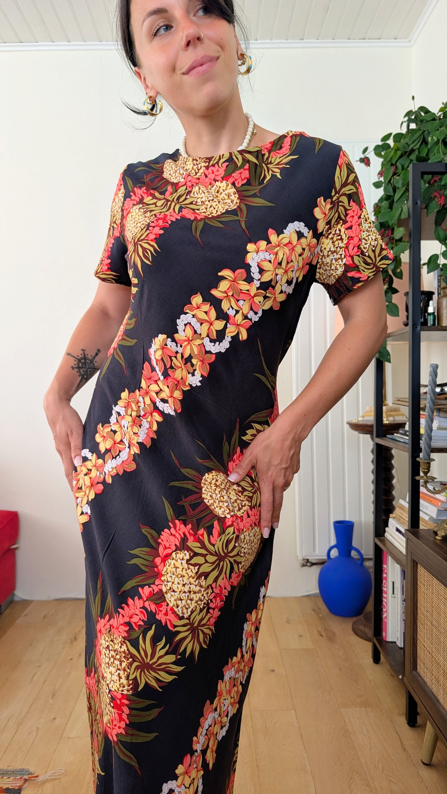 Robe hawaïenne viscose T38