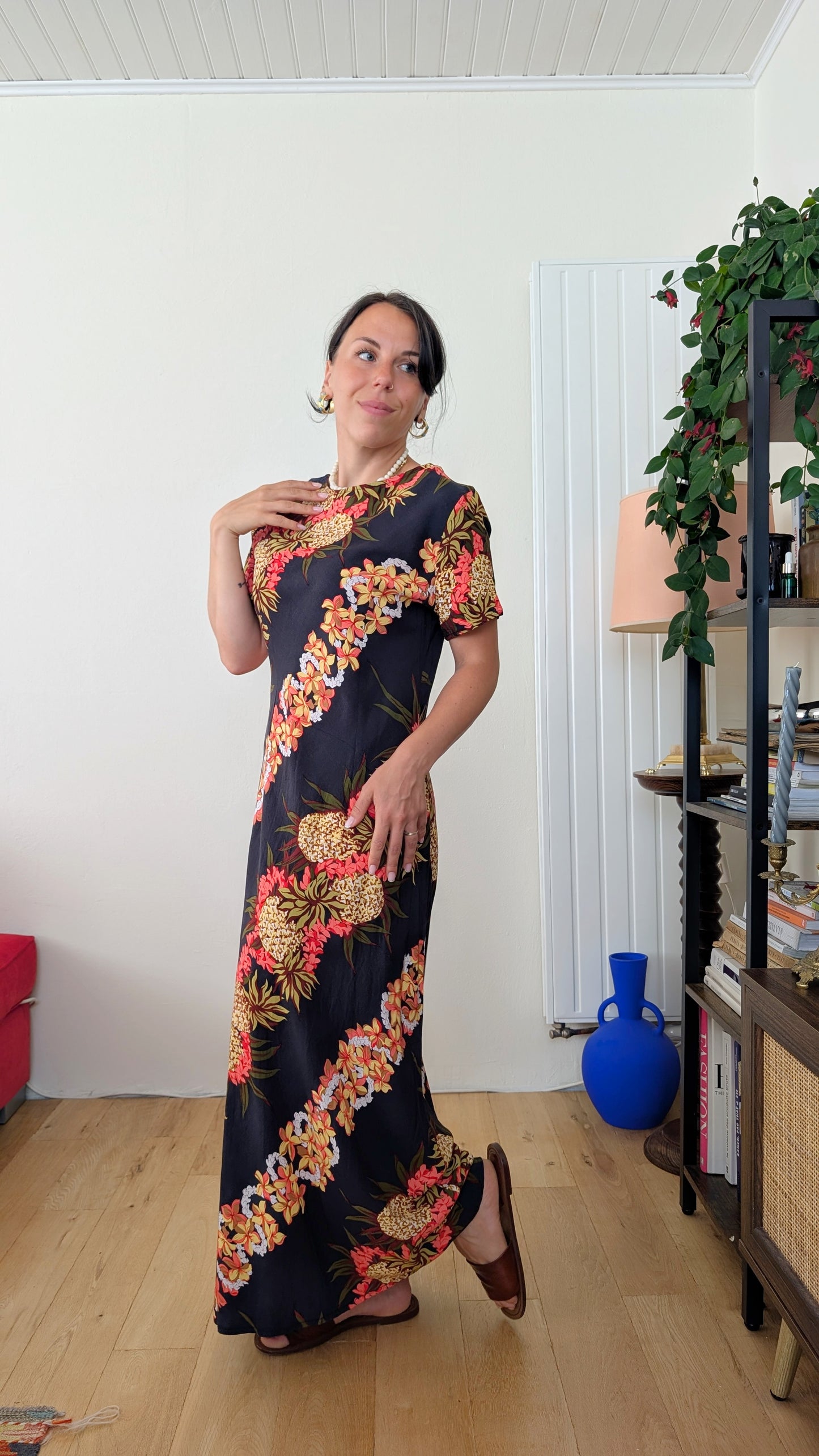 Robe hawaïenne viscose T38