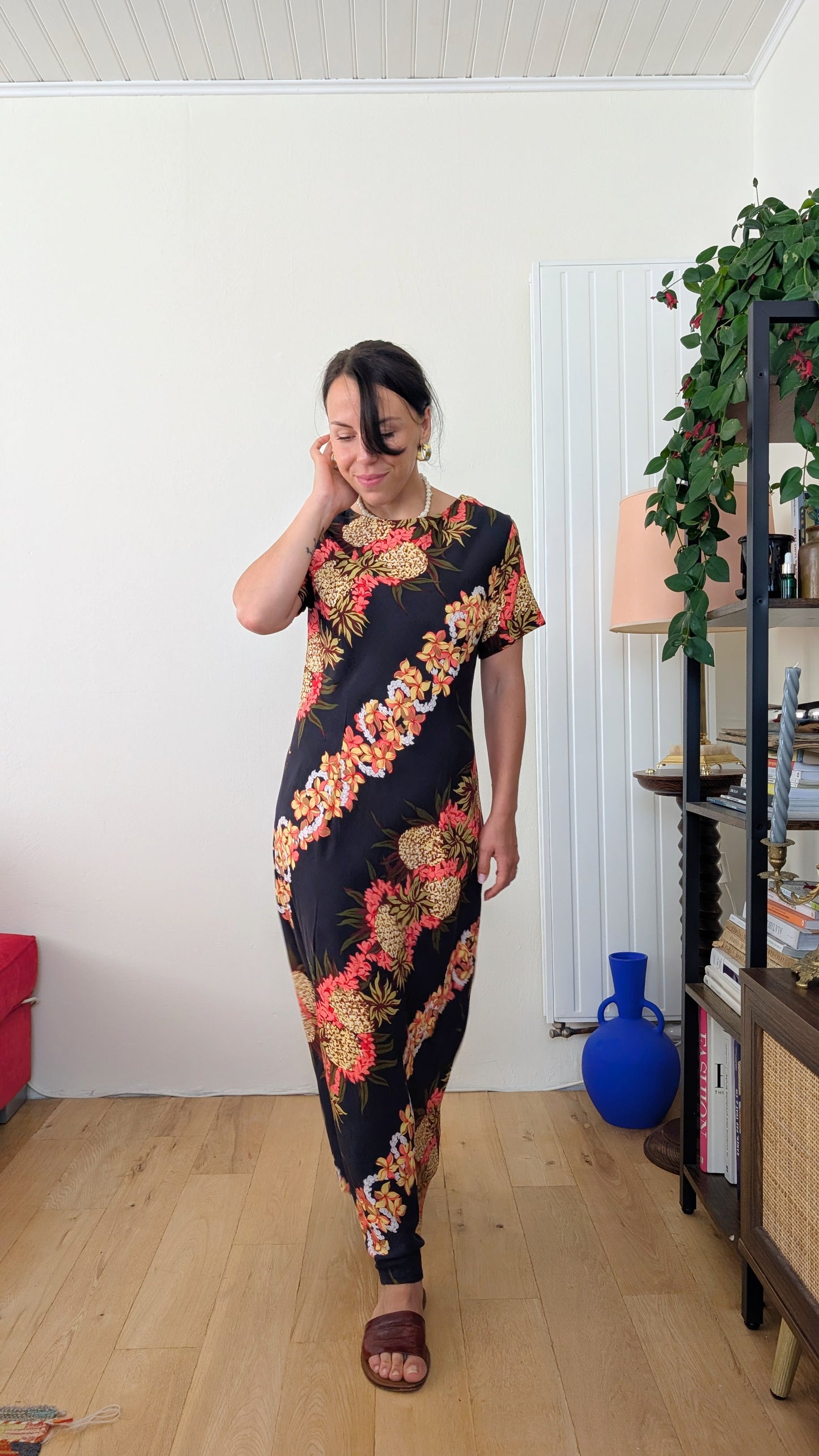 Robe hawaïenne viscose T38