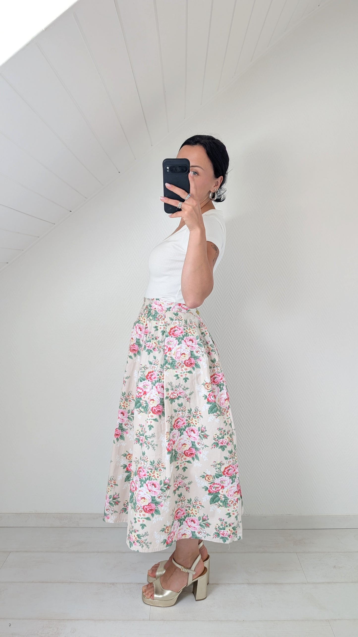 Jupe midi coton faite main T36