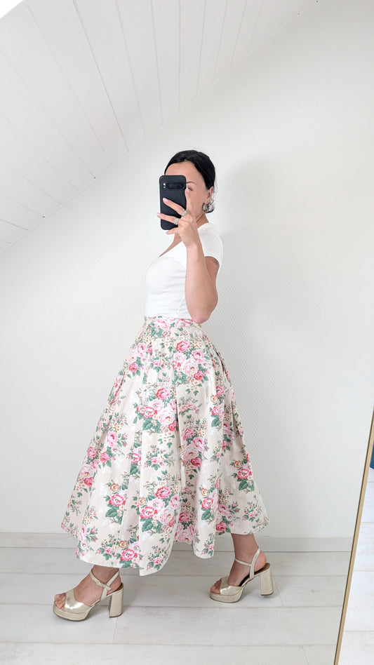 Jupe midi coton faite main T36