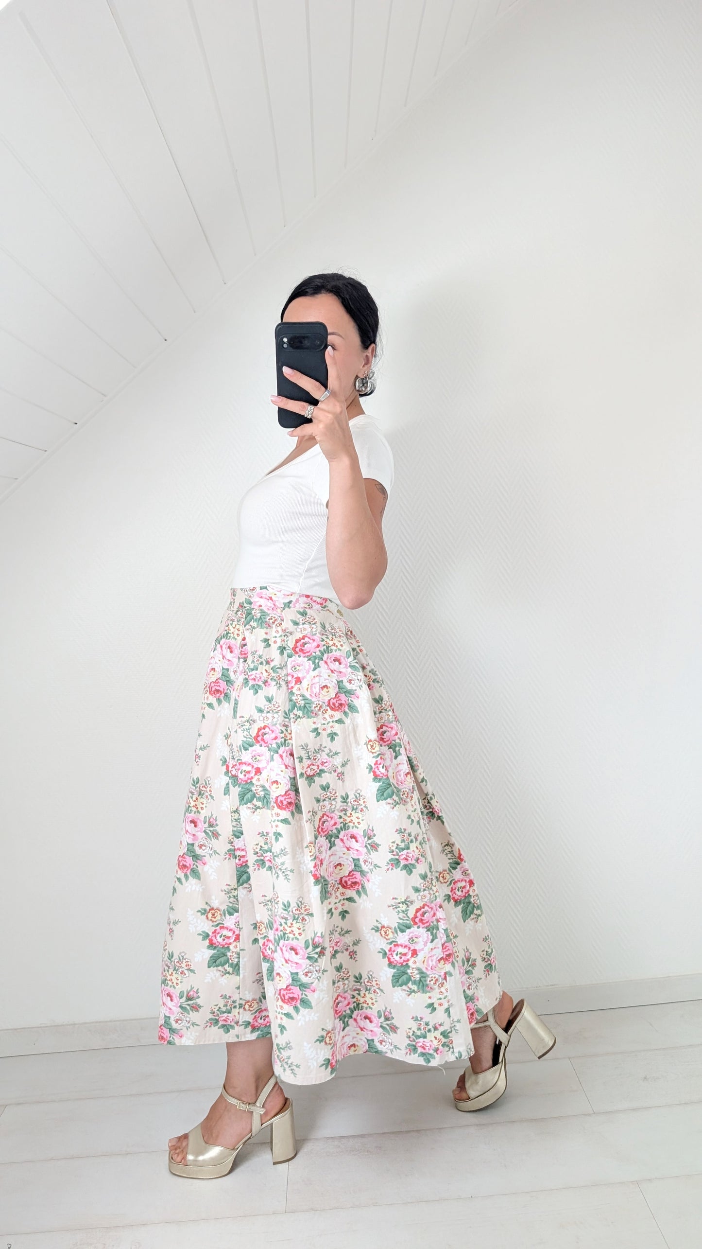 Jupe midi coton faite main T36
