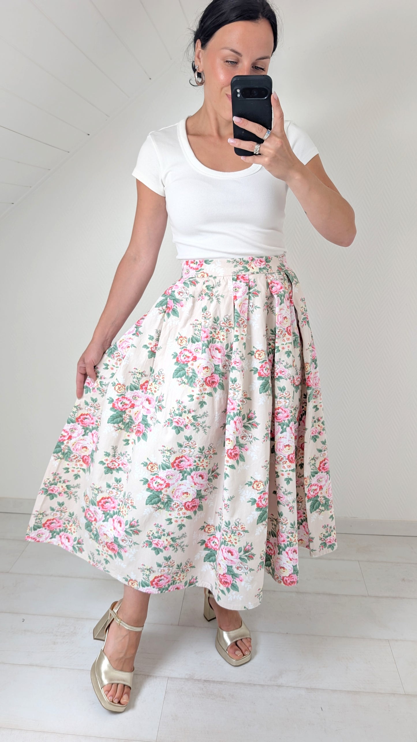 Jupe midi coton faite main T36