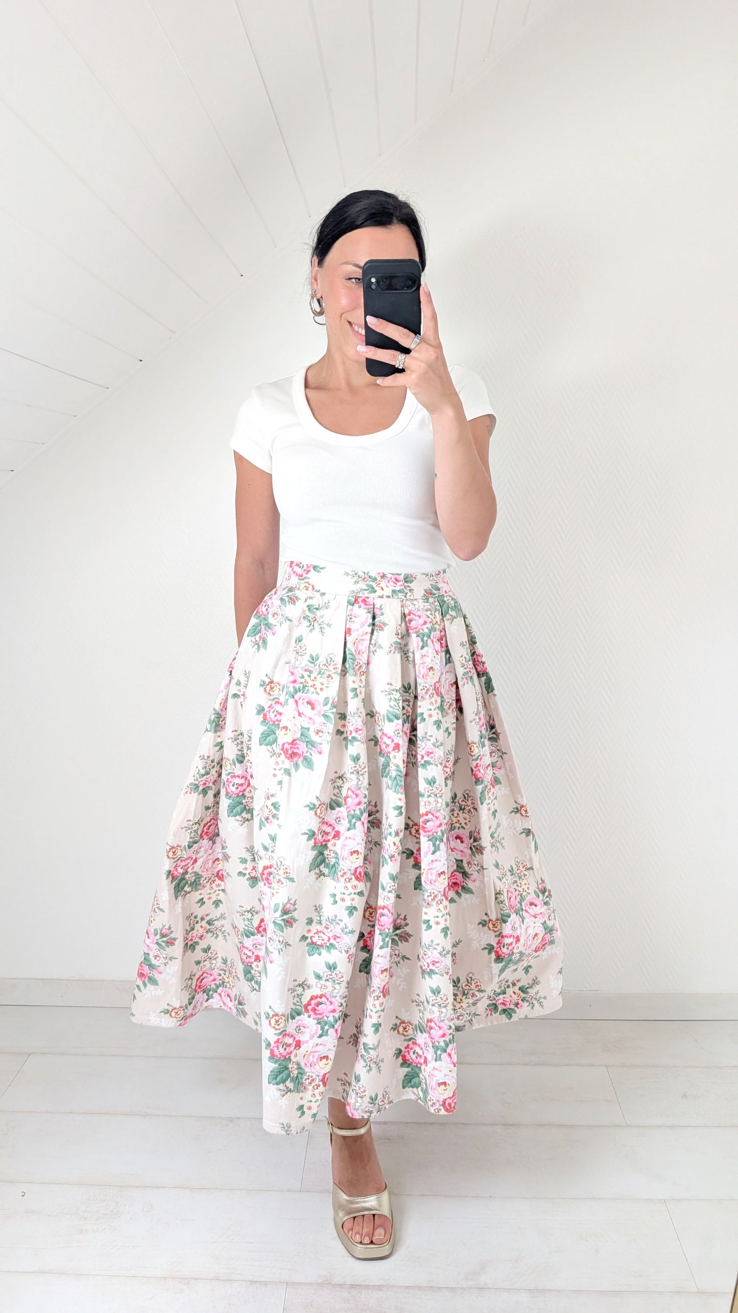 Jupe midi coton faite main T36