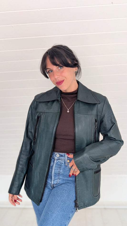 Veste cuir 70s T38