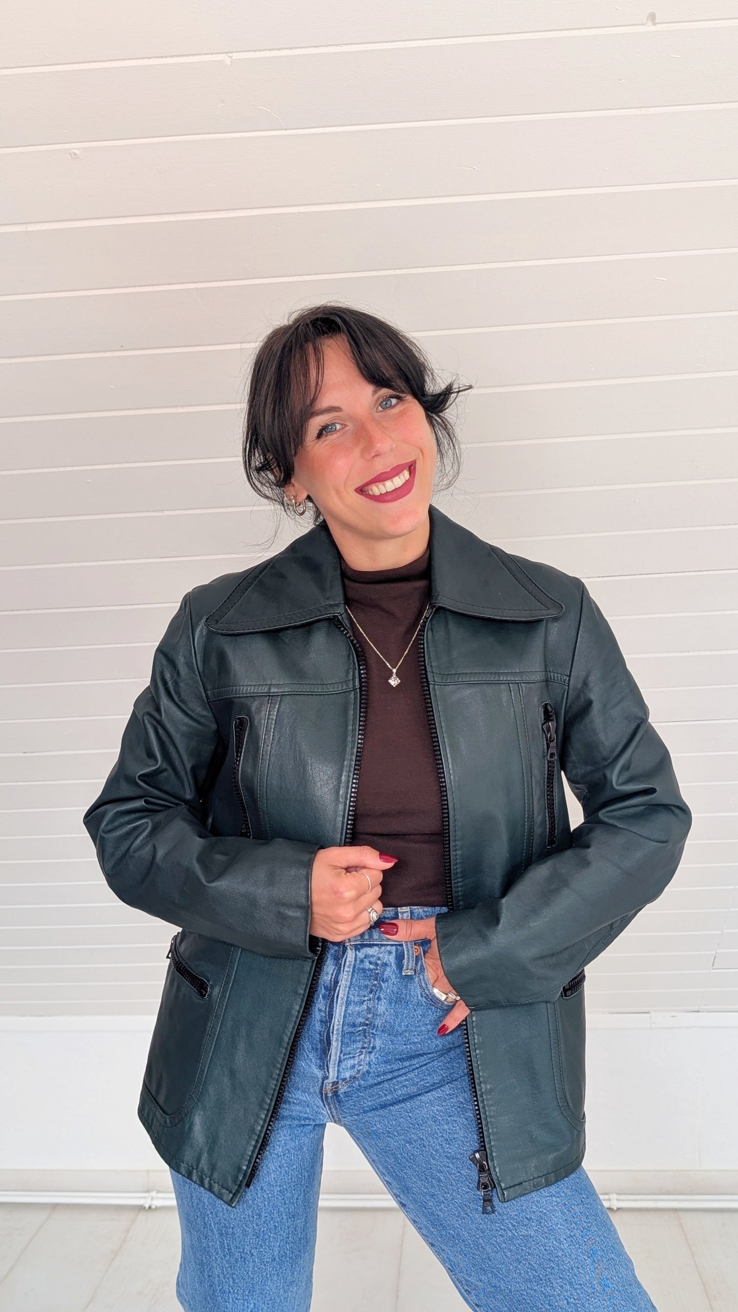 Veste cuir 70s T38
