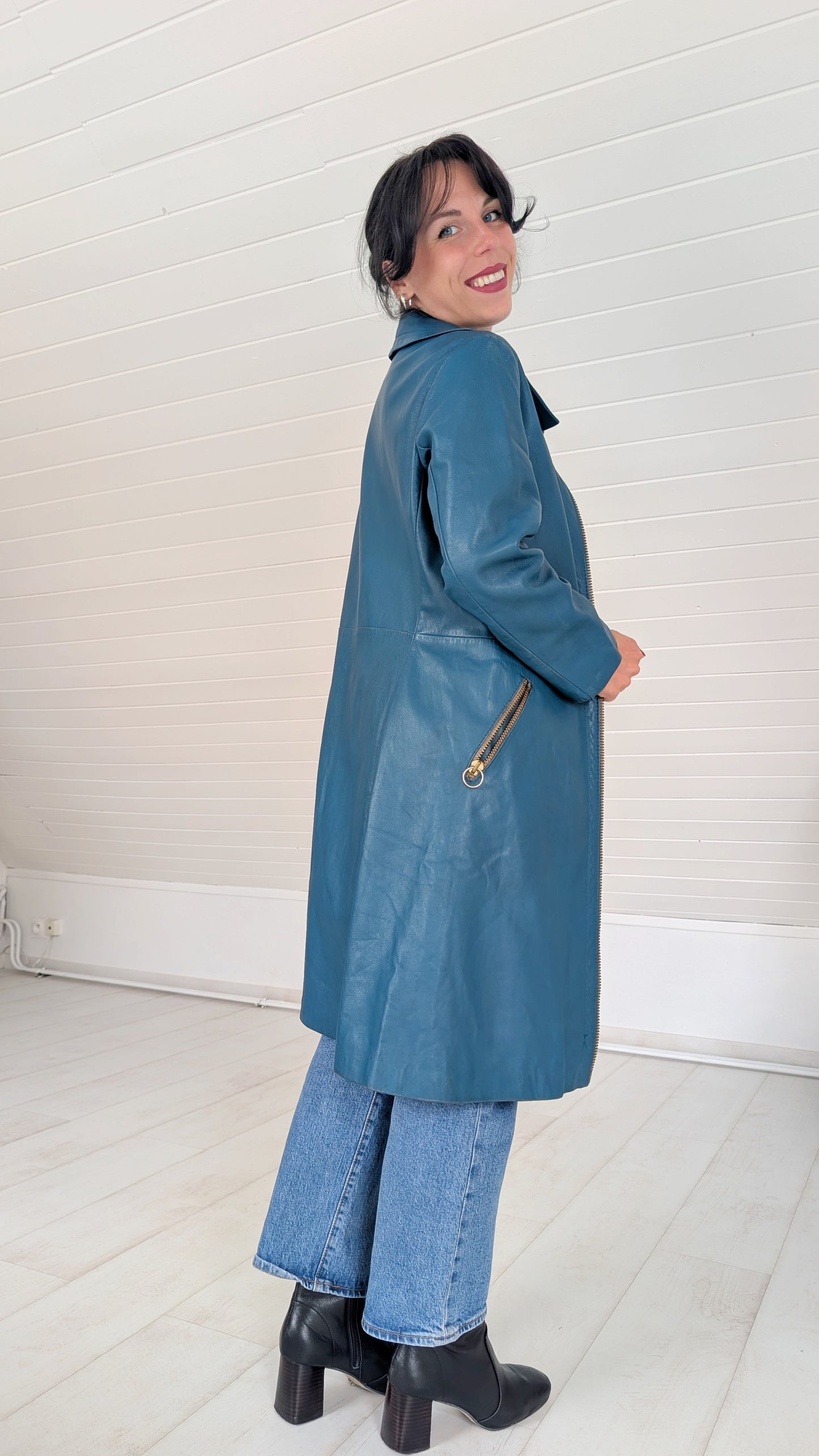 Trench en cuir 1970 rare T36