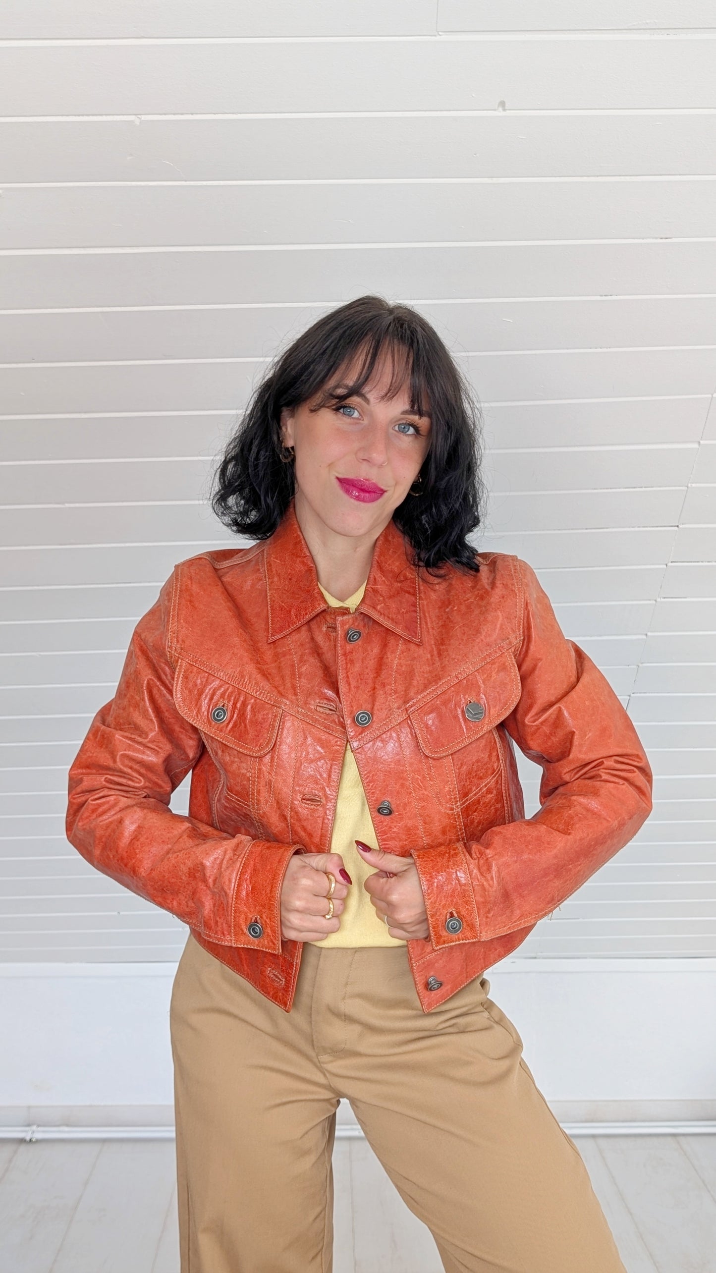 Veste en cuir 90s T38