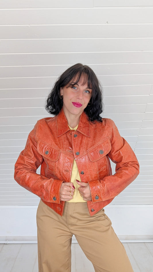 Veste en cuir 90s T38