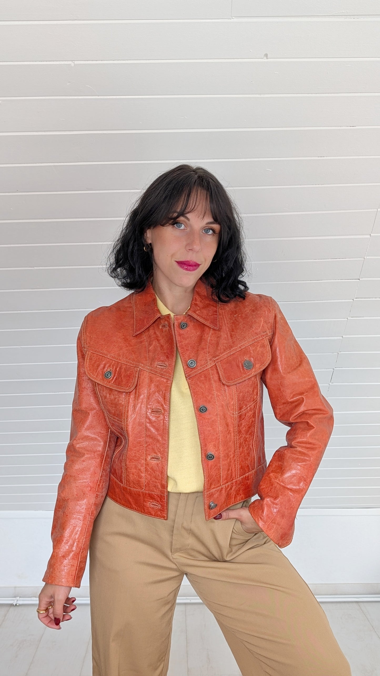 Veste en cuir 90s T38