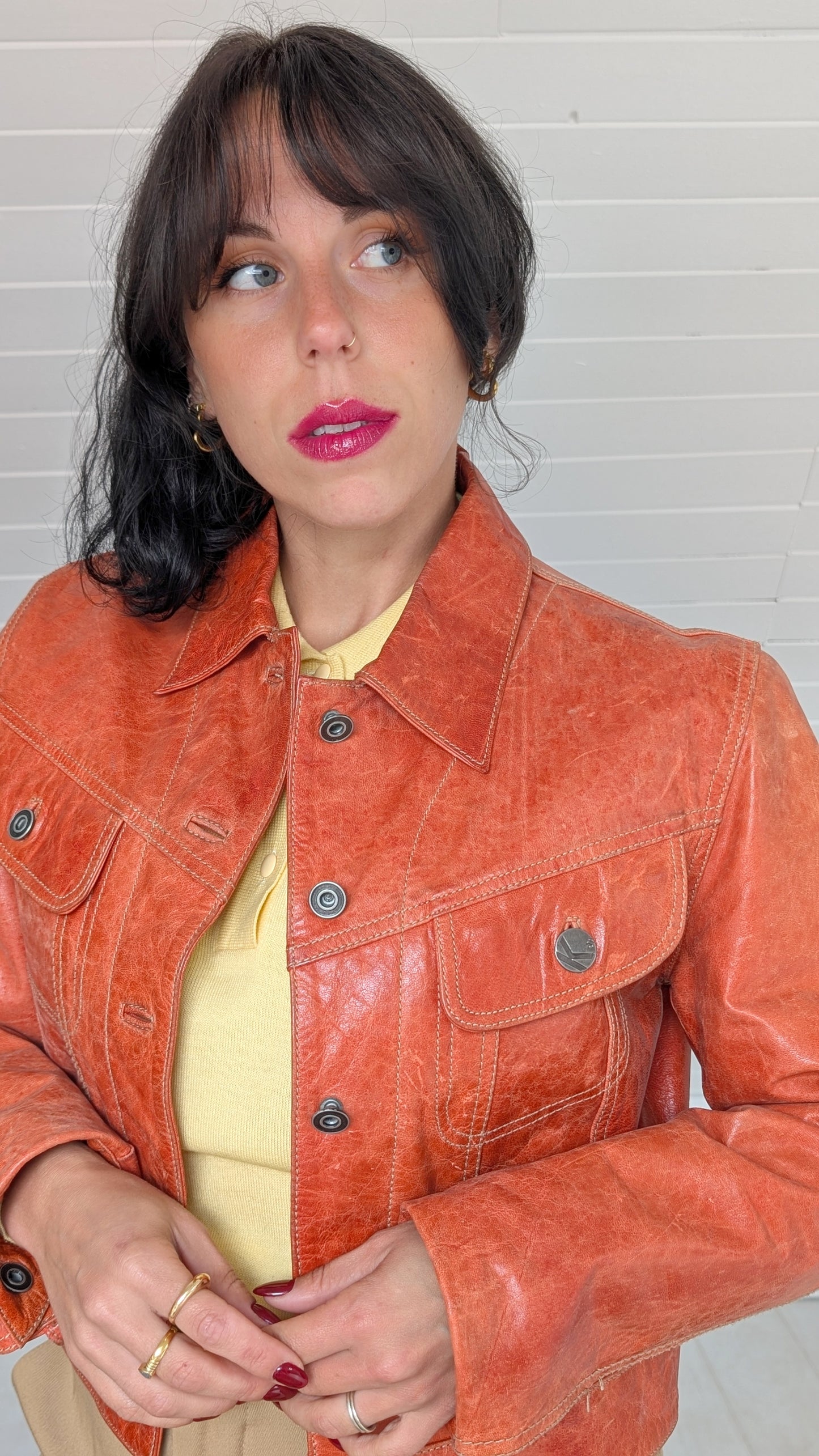 Veste en cuir 90s T38
