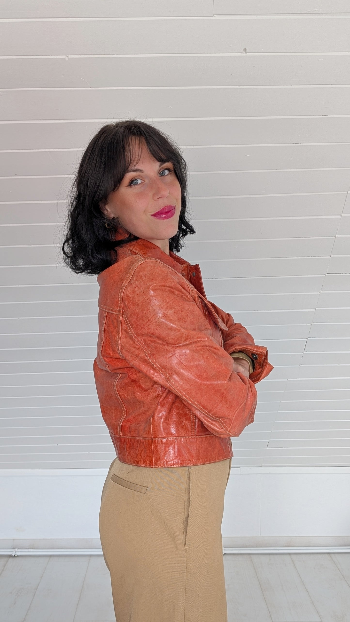 Veste en cuir 90s T38