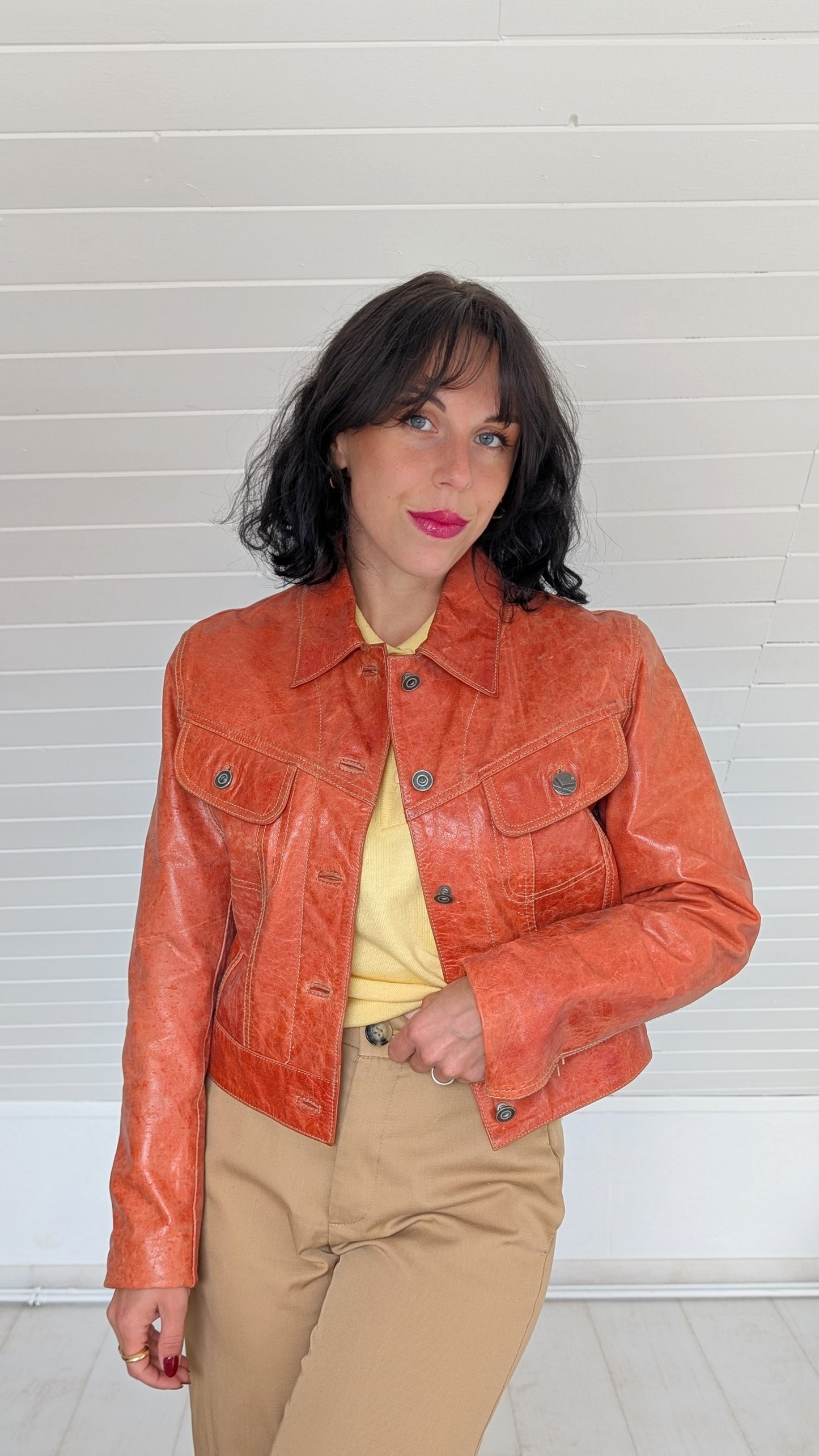 Veste en cuir 90s T38
