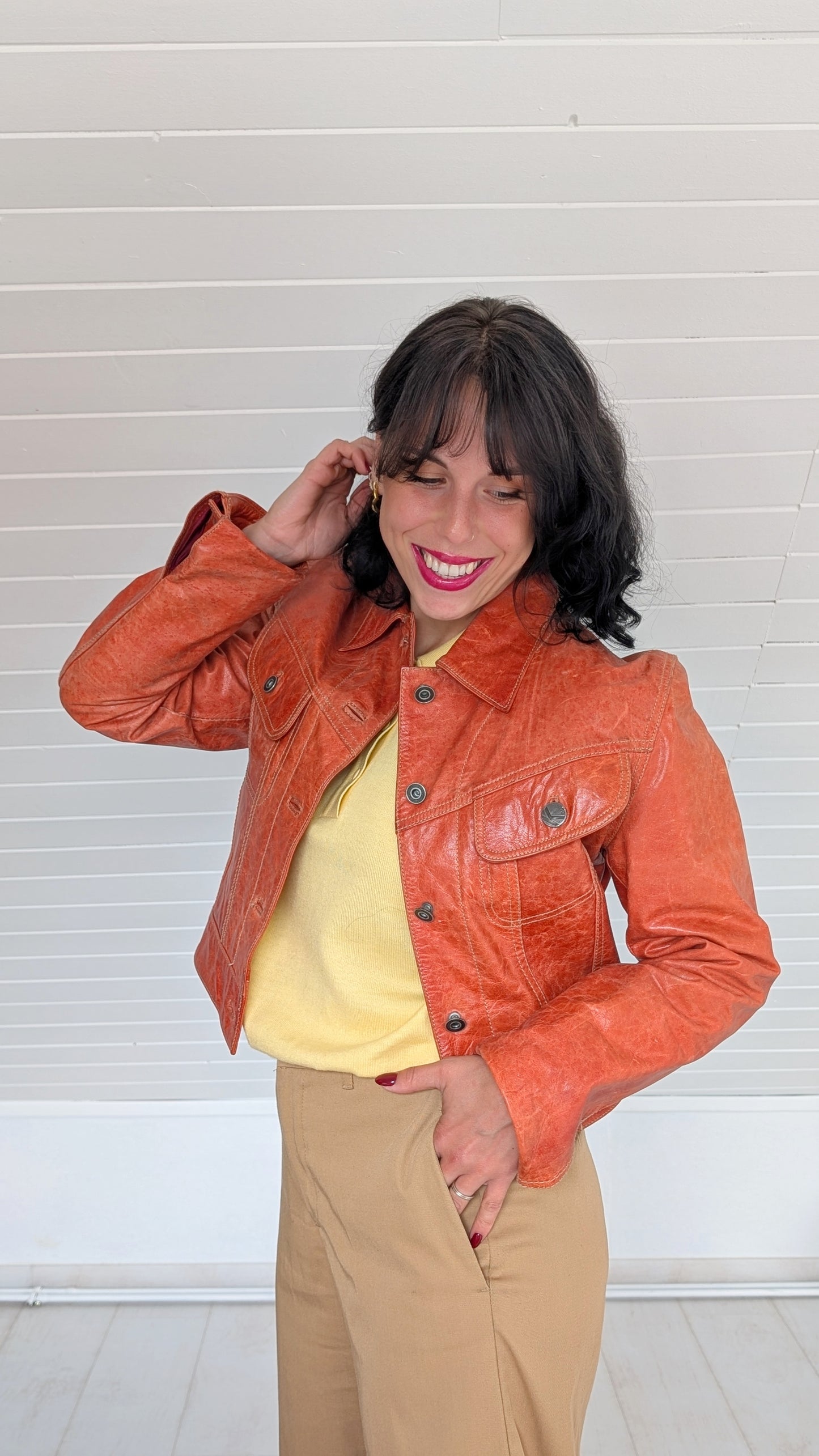 Veste en cuir 90s T38