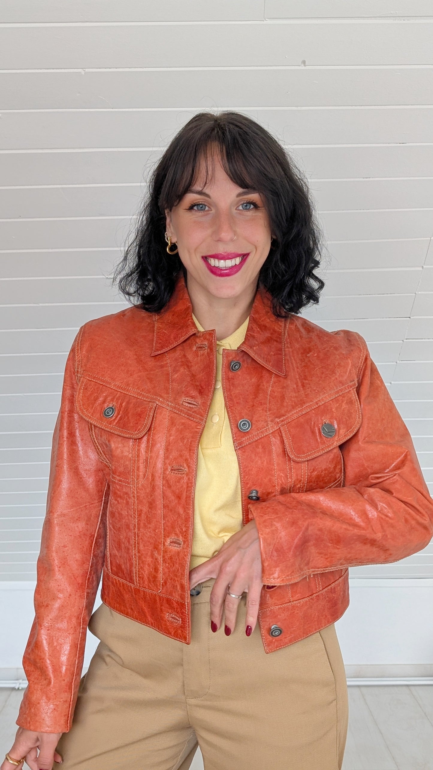 Veste en cuir 90s T38