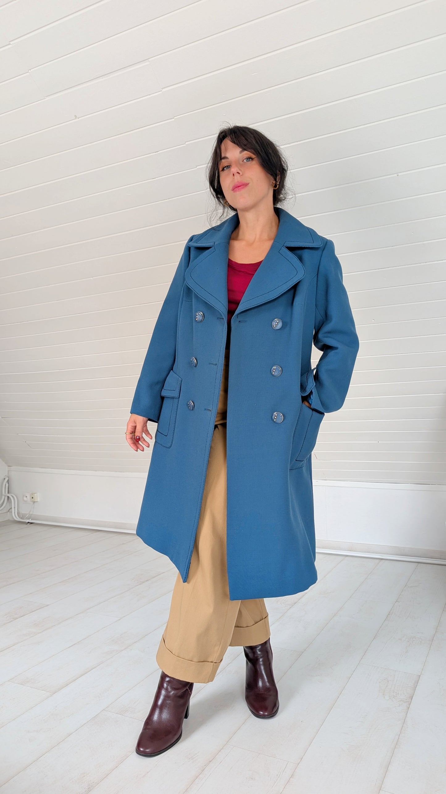 Manteau laine 60s rare T38