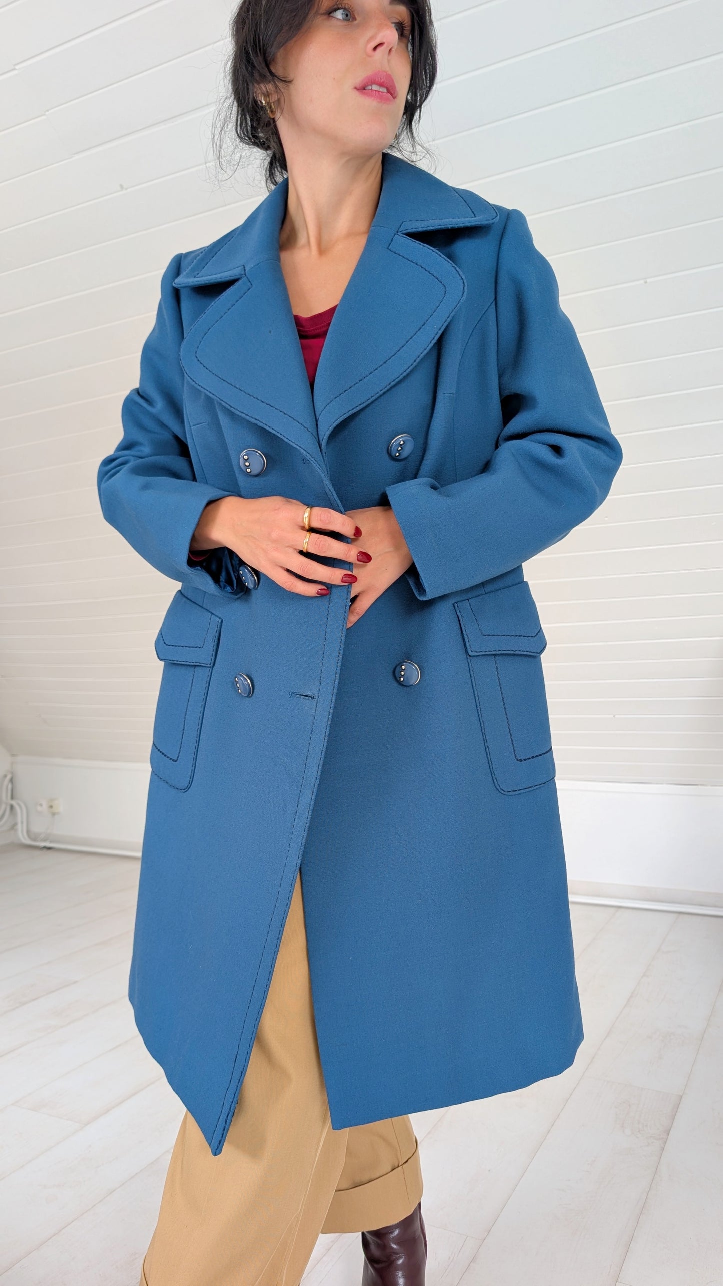 Manteau laine 60s rare T38