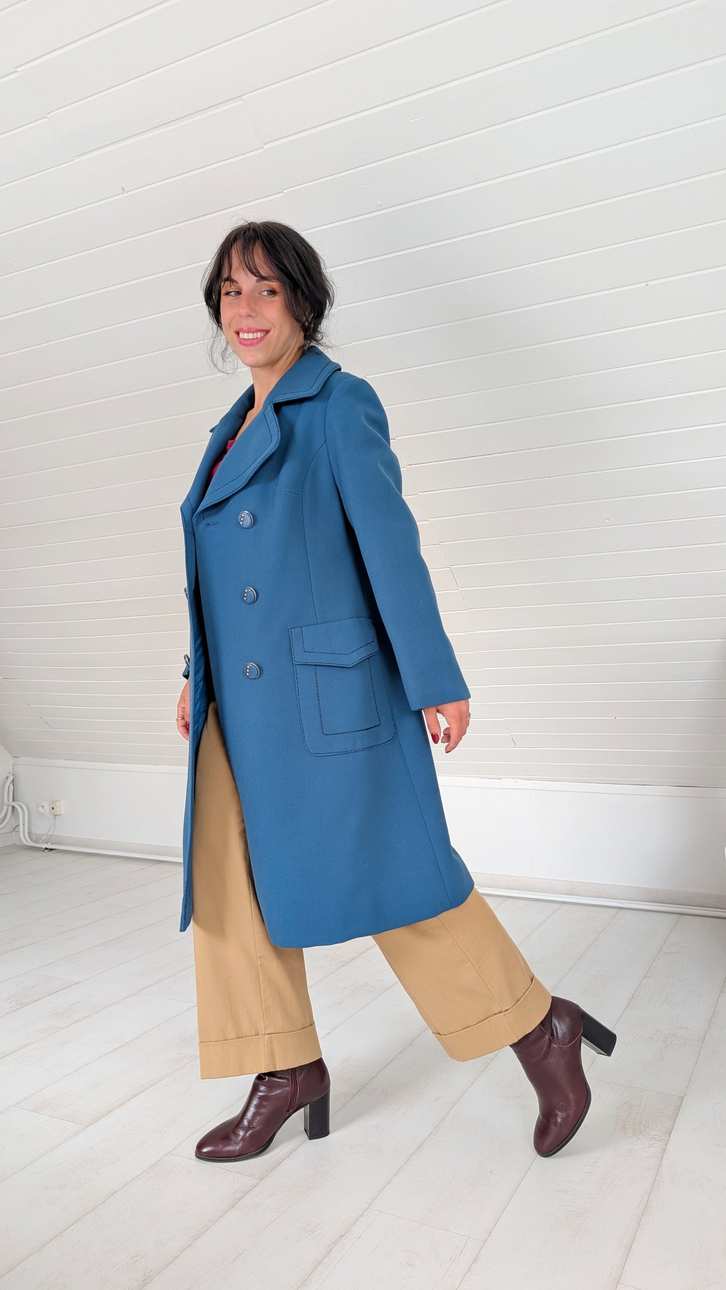 Manteau laine 60s rare T38