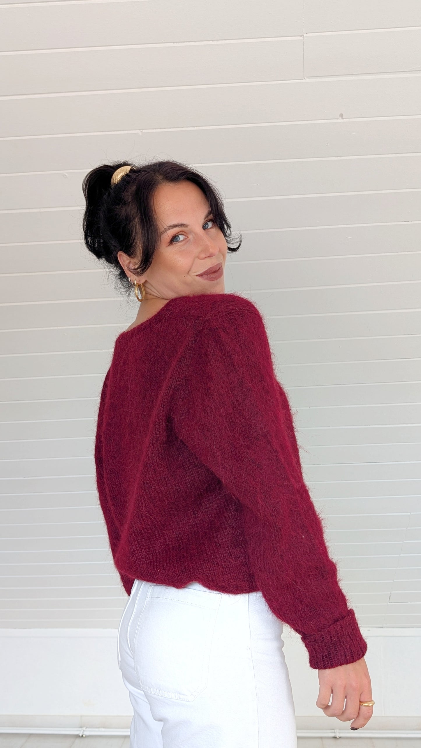 Cardigan laine et kid mohair fait main T40-42