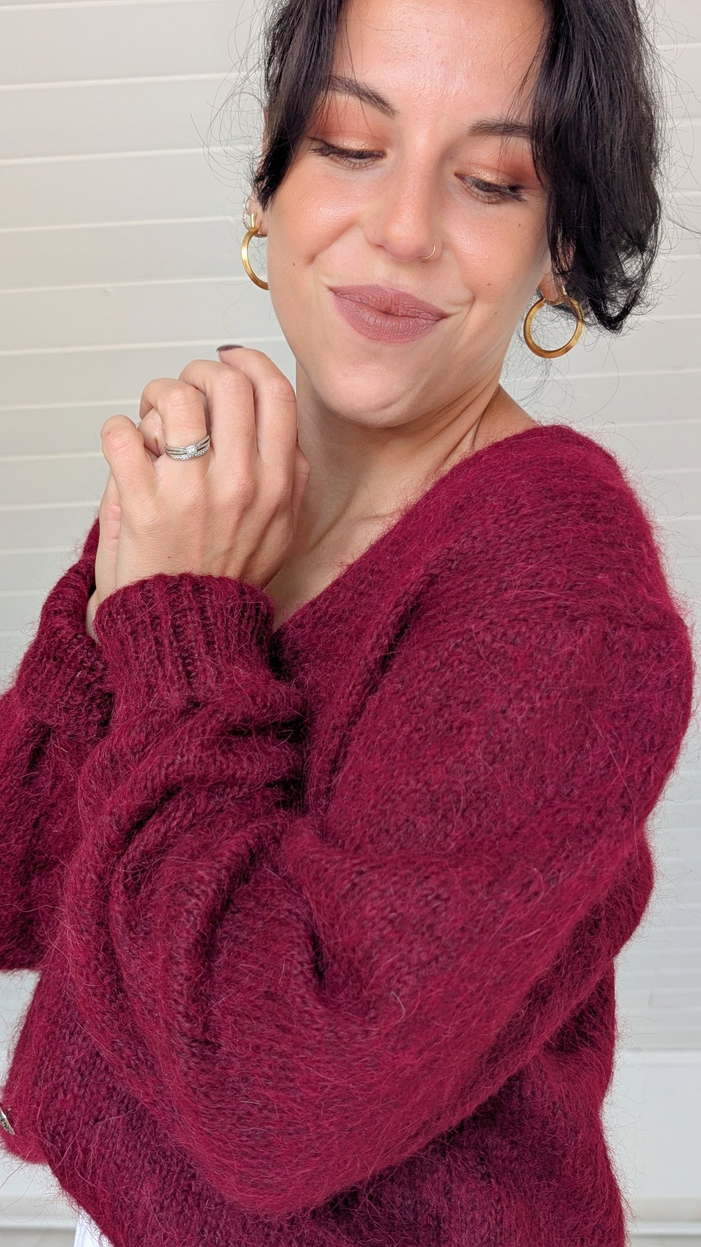 Cardigan laine et kid mohair fait main T40-42