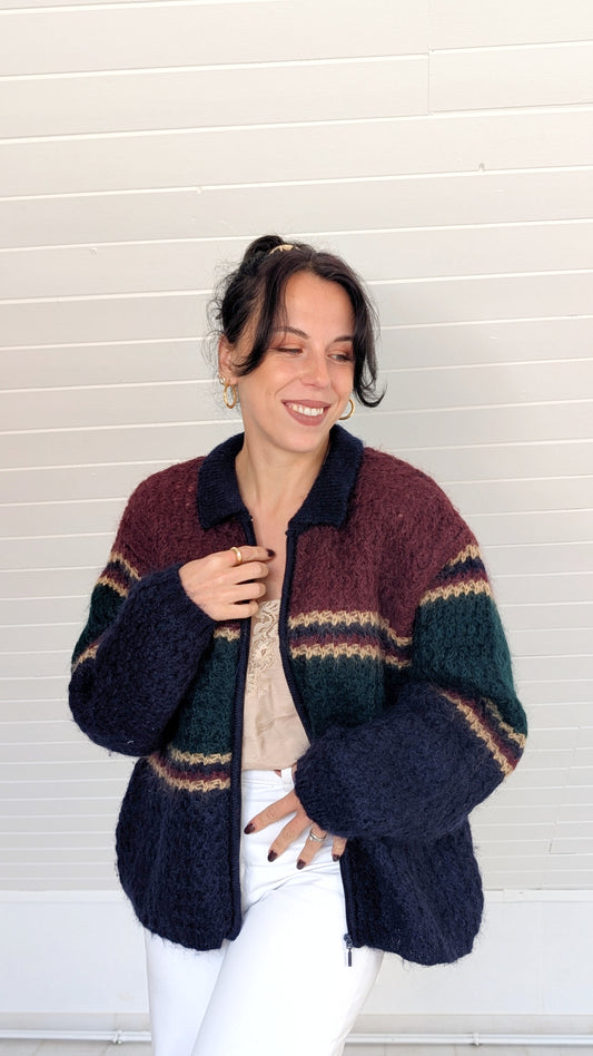Cardigan laine et mohair 80s T40-42