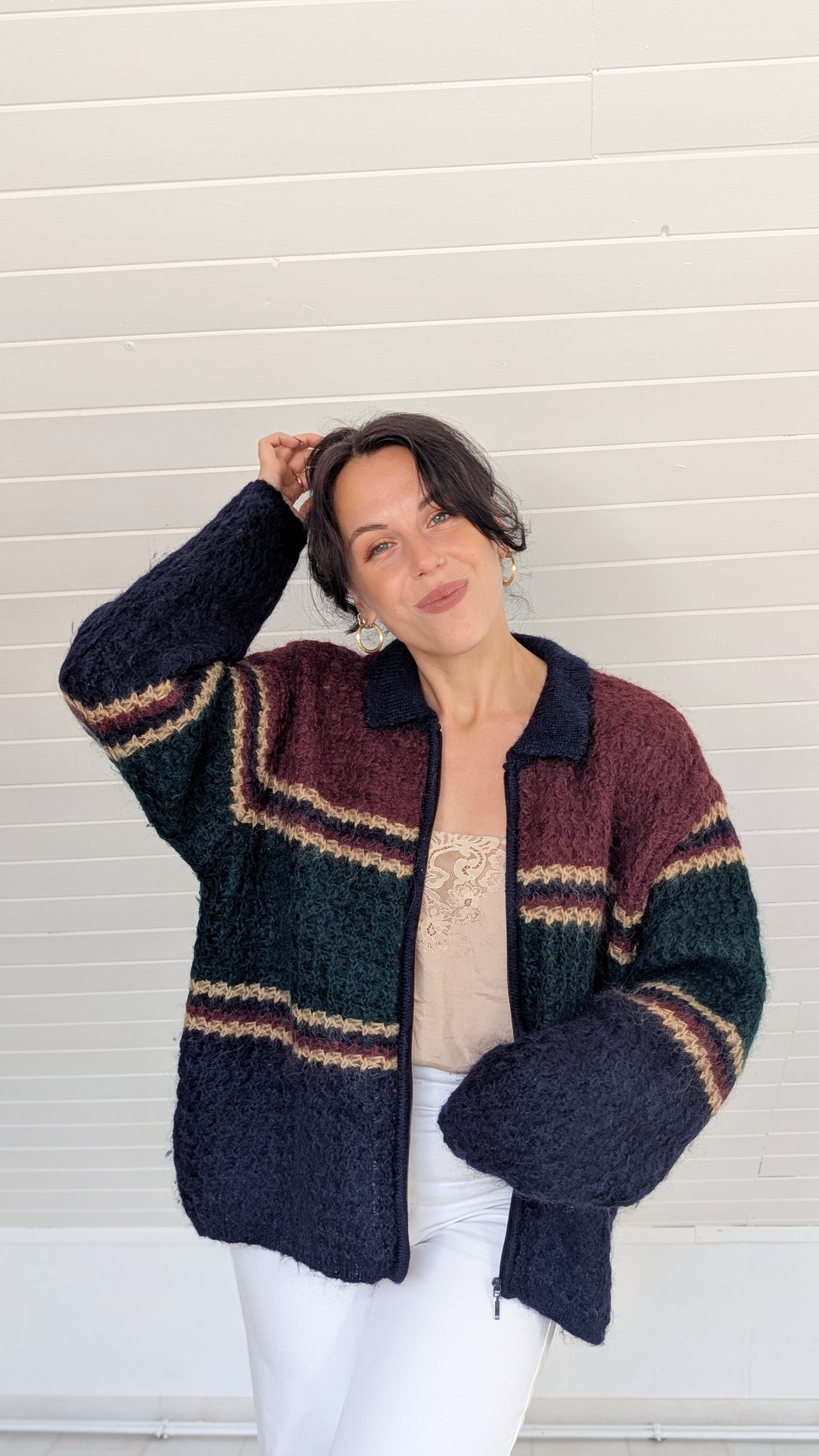 Cardigan laine et mohair 80s T40-42