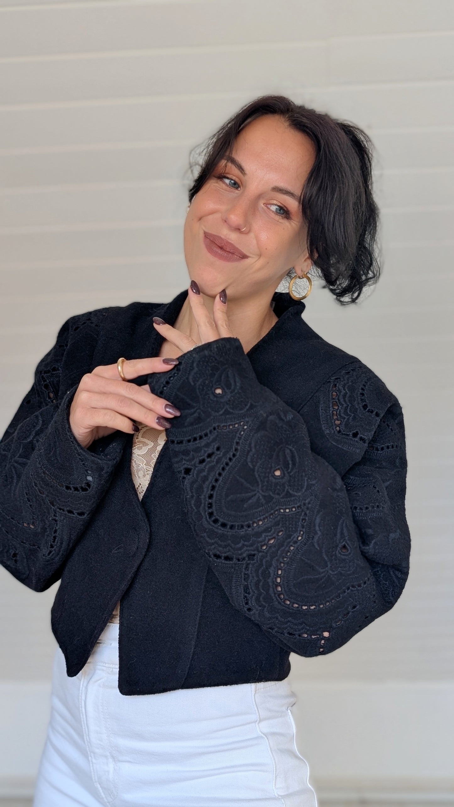 Veste laine cachemire angora 80s T38-40