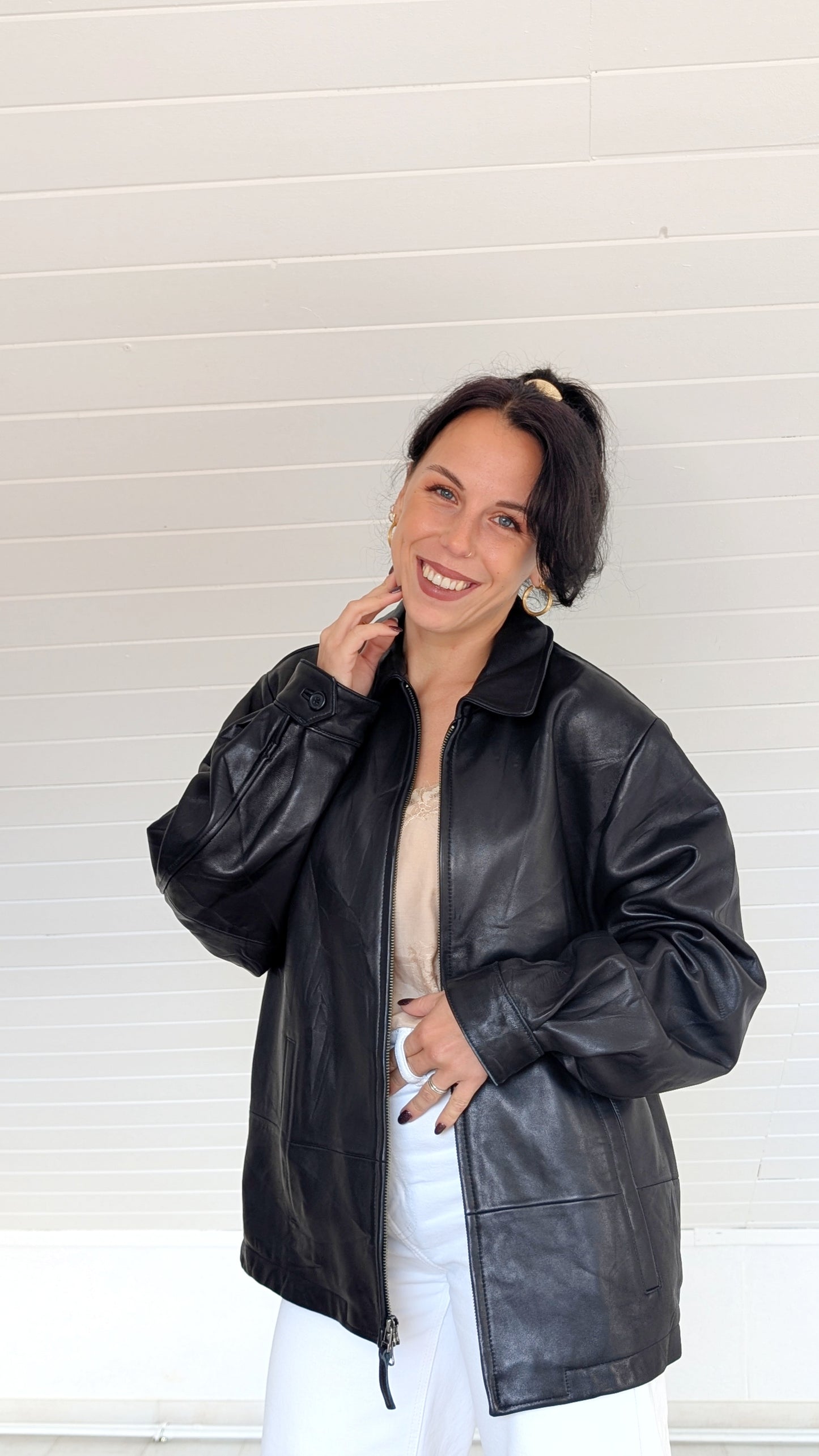 Veste bombers cuir d'agneau T42