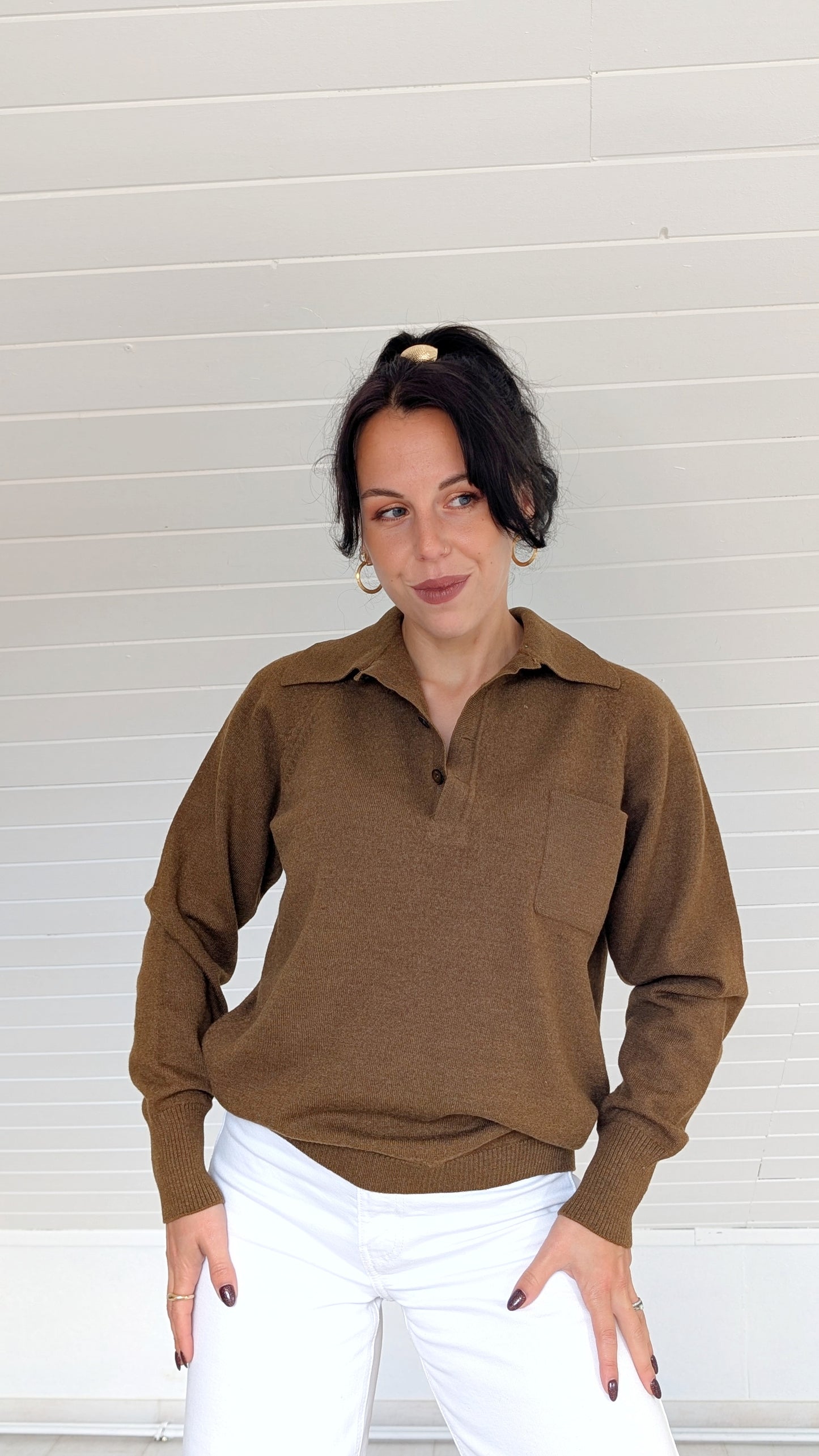 Pull polo 70s pure laine T38-40