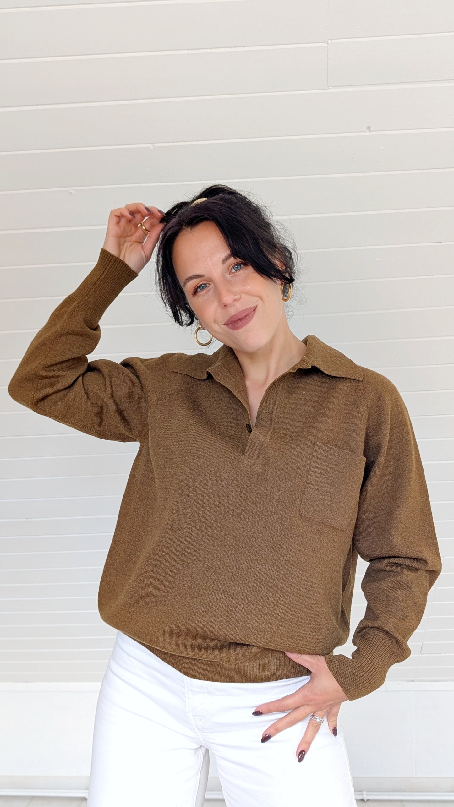Pull polo 70s pure laine T38-40
