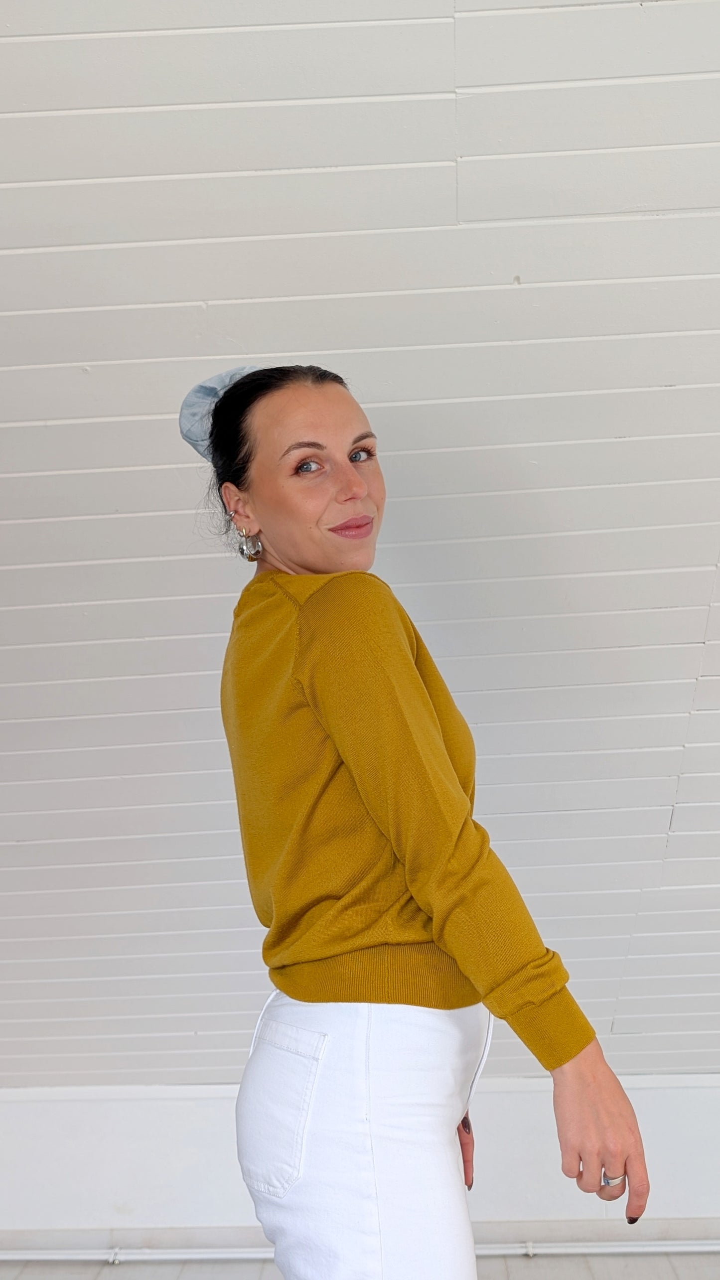 Cardigan moutarde laine mérinos T36-38