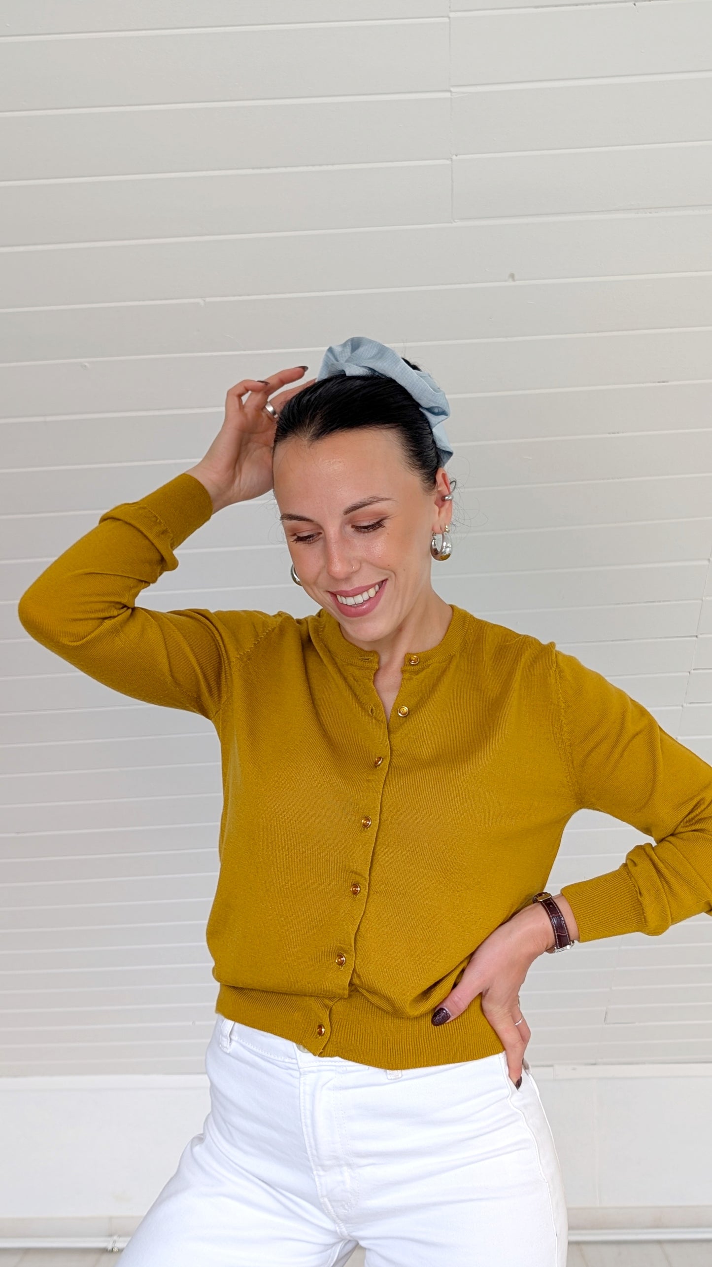 Cardigan moutarde laine mérinos T36-38